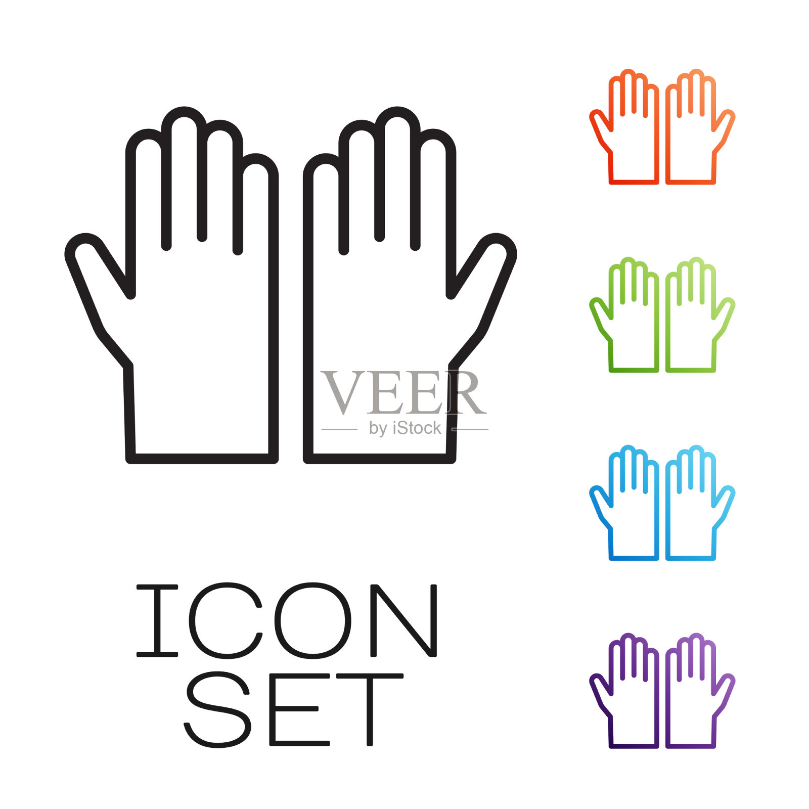 黑线医用橡胶手套图标隔离上图标素材