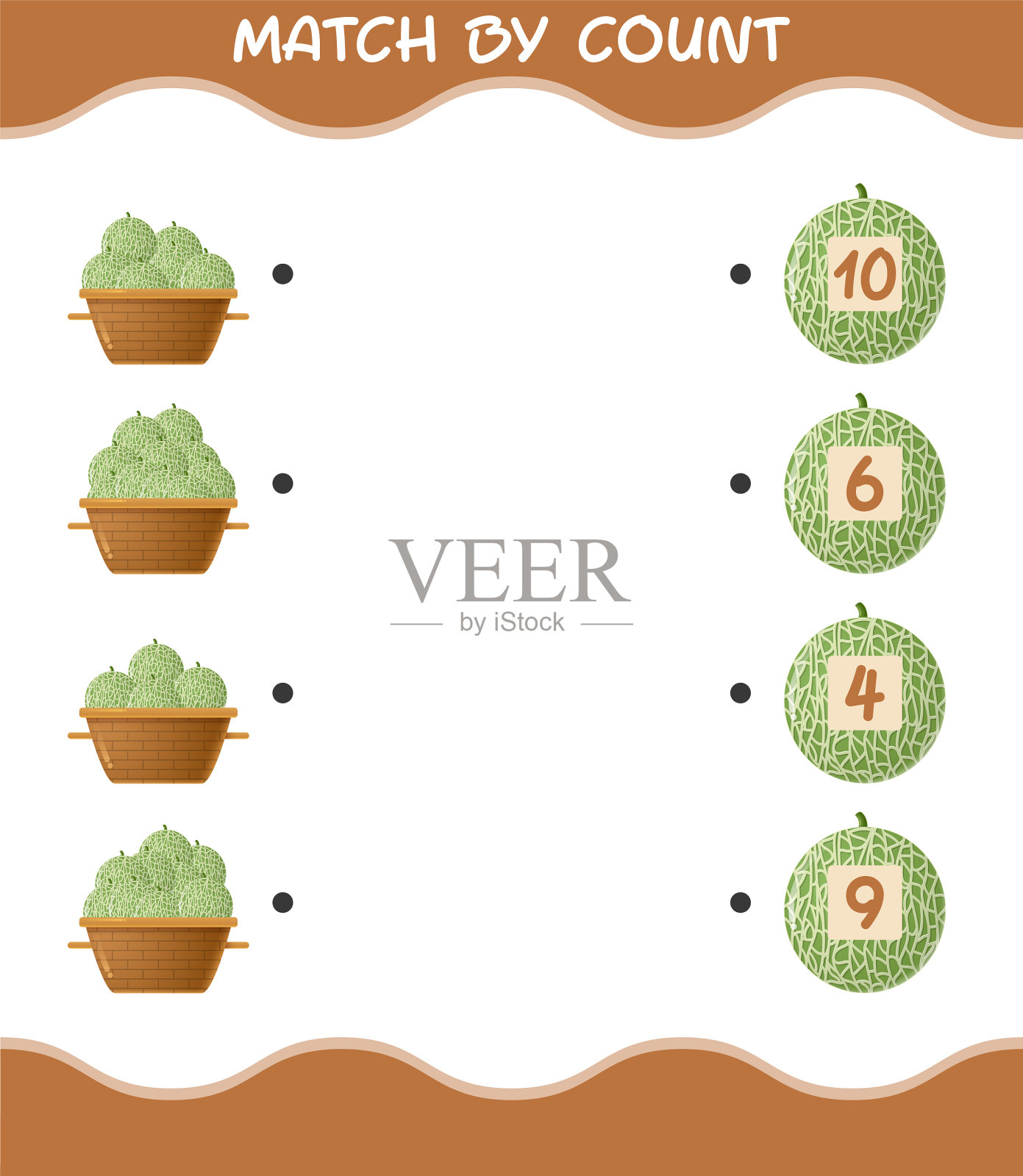 配对数卡通甜瓜配对数插画图片素材