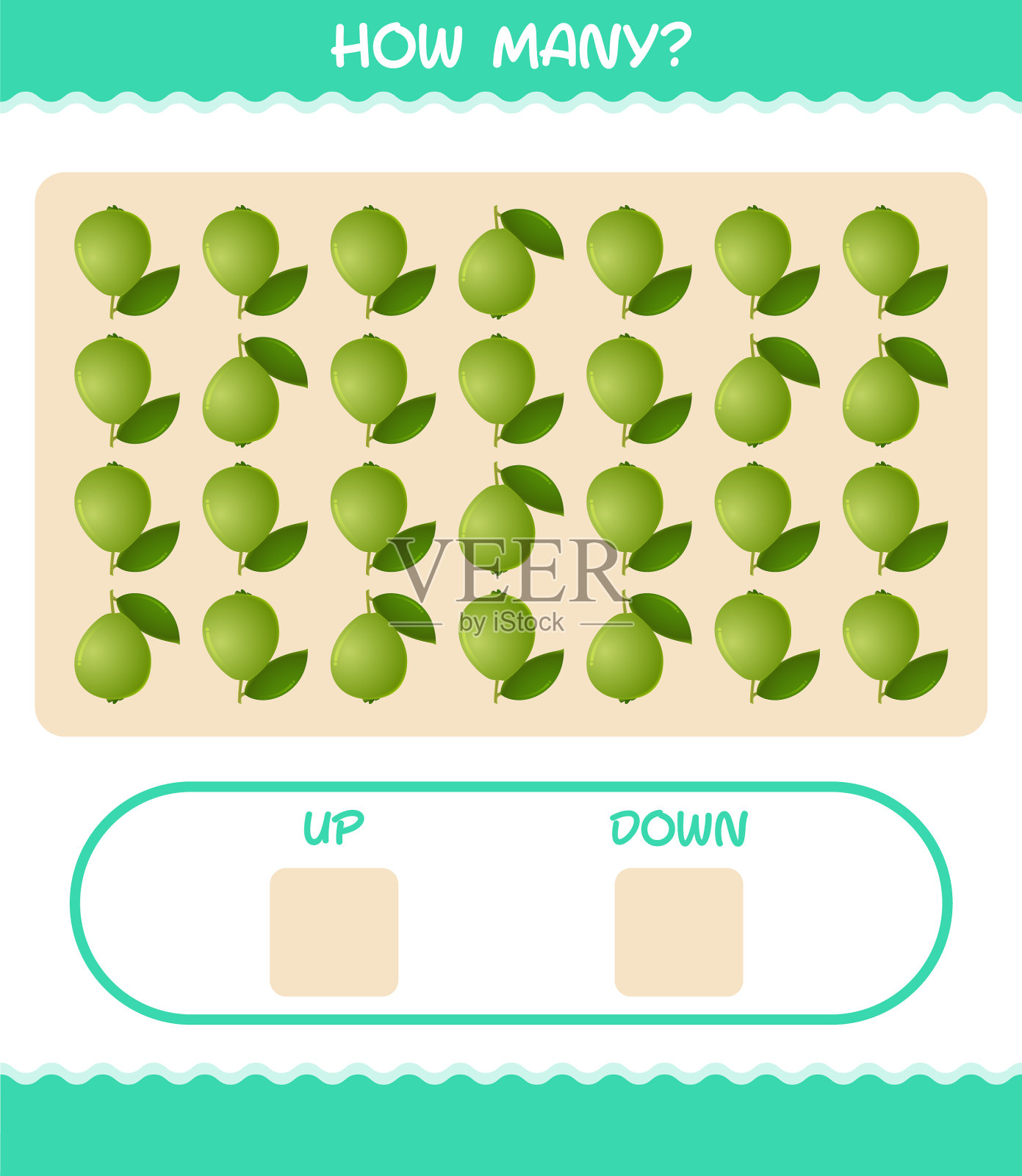 多少卡通番石榴数数游戏教育插画图片素材