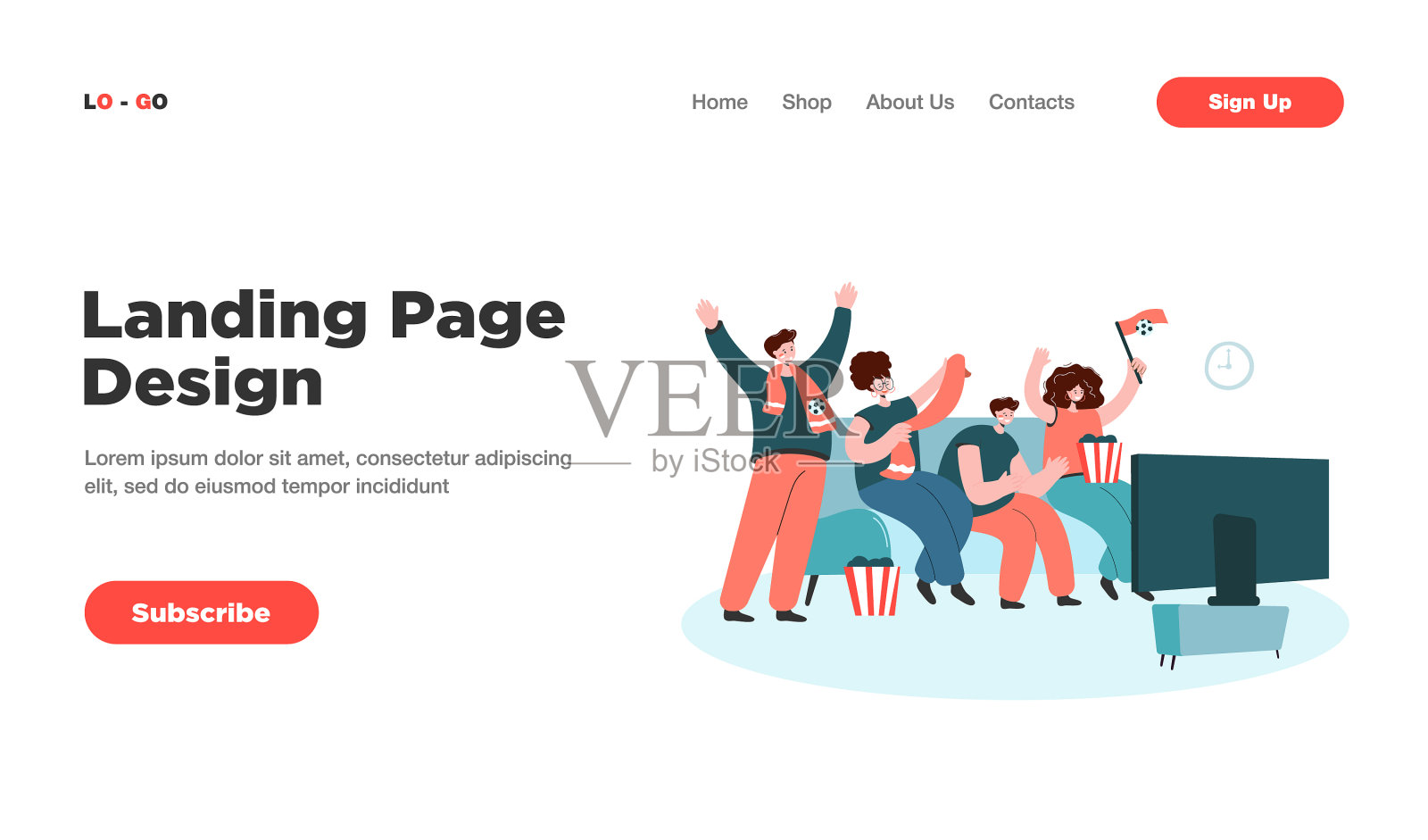 朋友们一起看足球或足球电视插画图片素材