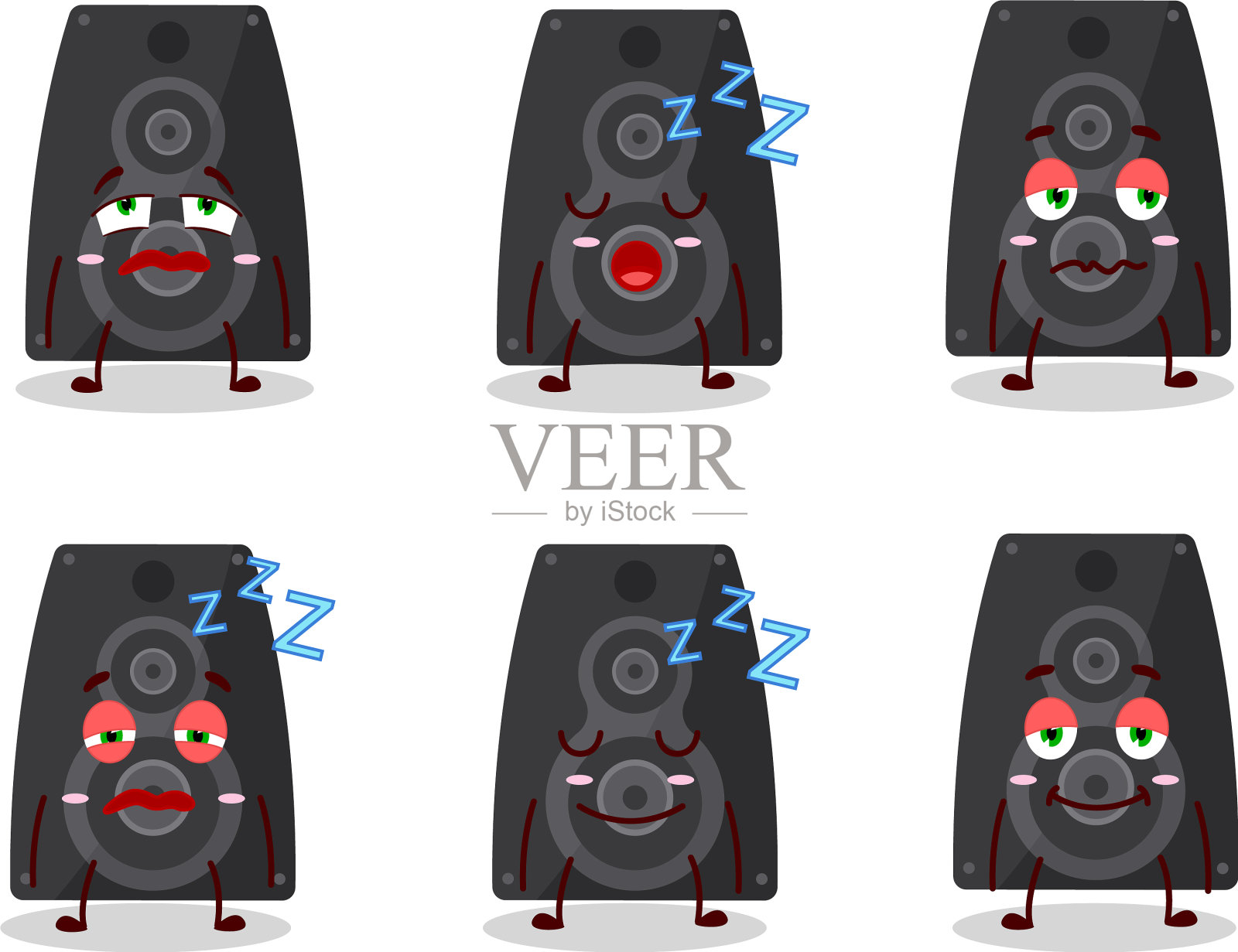 卡通人物用立体声喇叭催眠曲插画图片素材