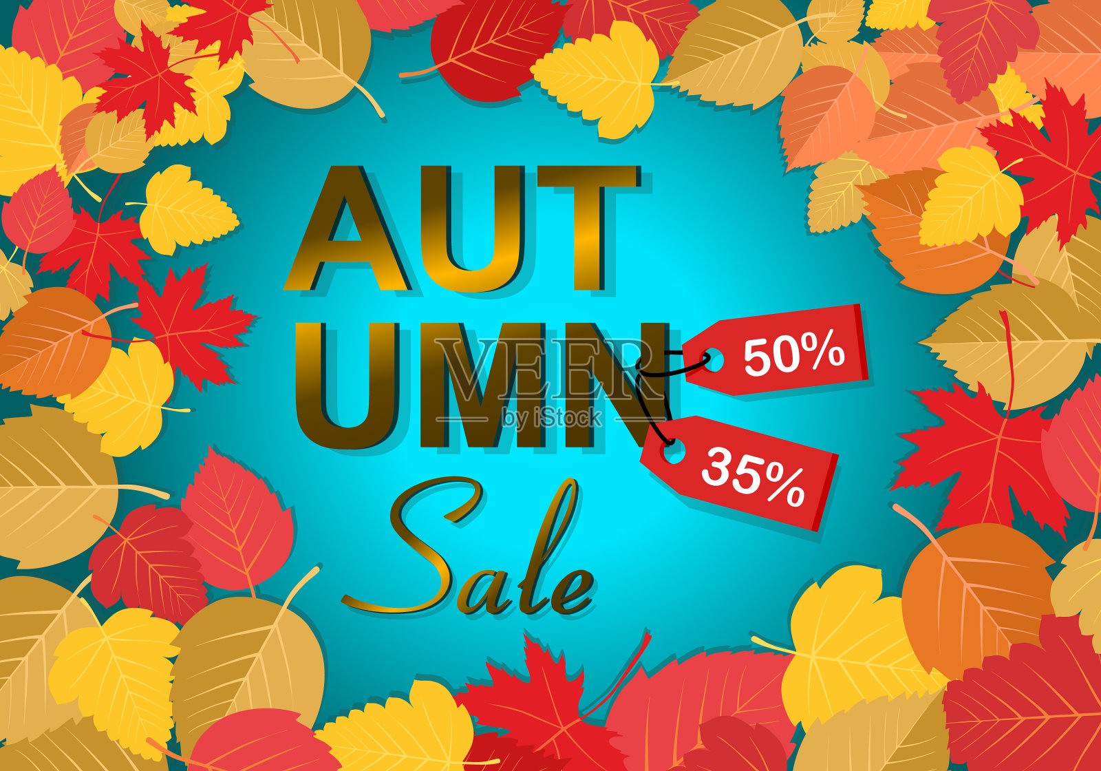 秋季销售背景模板布局设计元素图片
