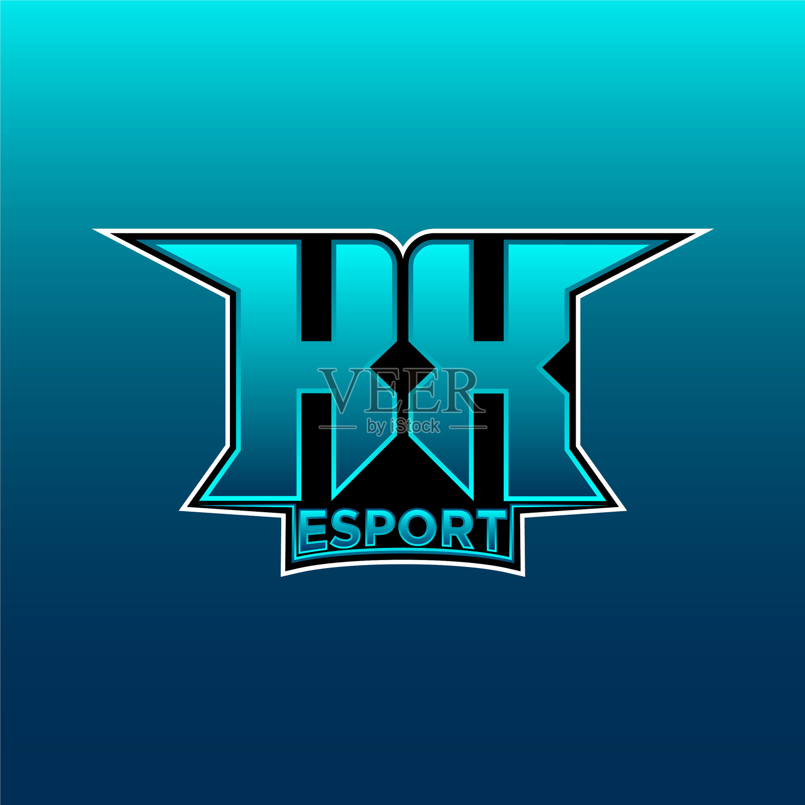 Kx最初电竞游戏logo几何设计插画图片素材