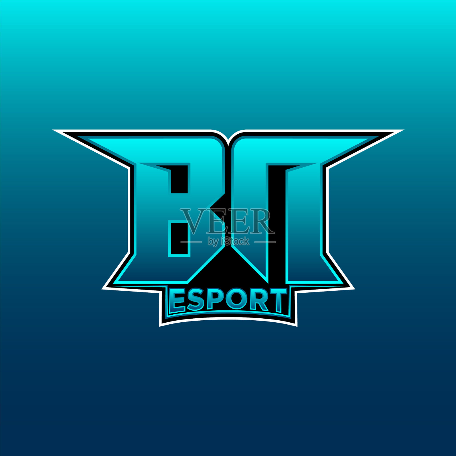 Bn最初的游戏标志电子竞技几何设计插画图片素材