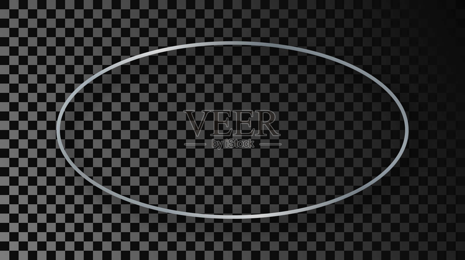 银色发光的椭圆形框架与阴影插画图片素材