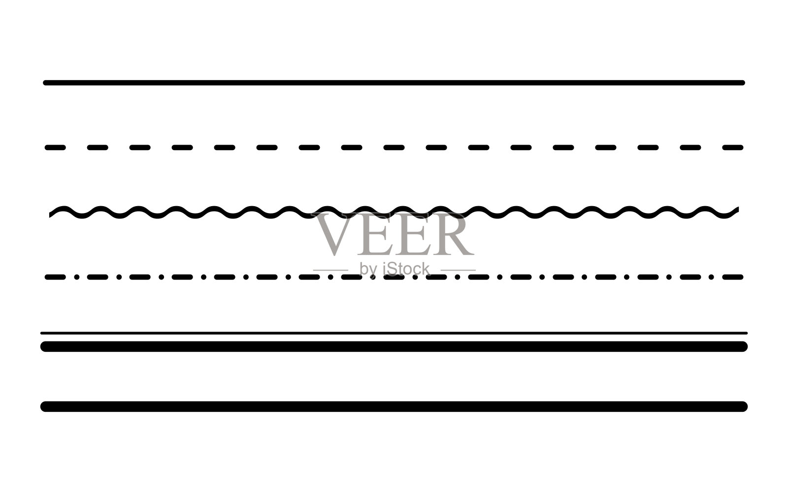 剪纸图标与虚线。矢量剪刀与切线。剪切剪刀的向量集。插画图片素材