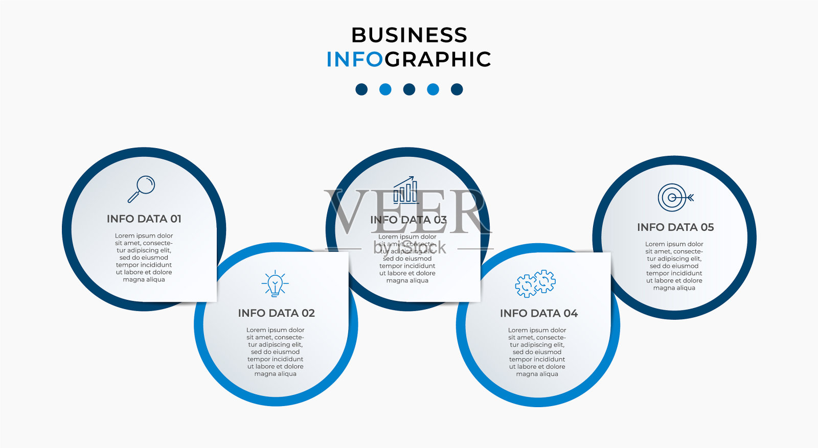 包含5个步骤的业务信息图表示插画图片素材