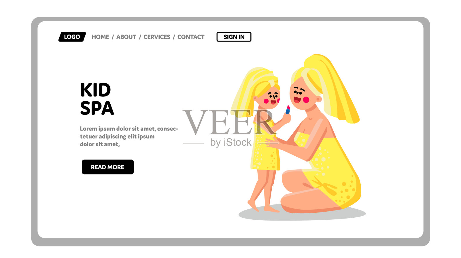 儿童水疗治疗日有个小女孩设计模板素材