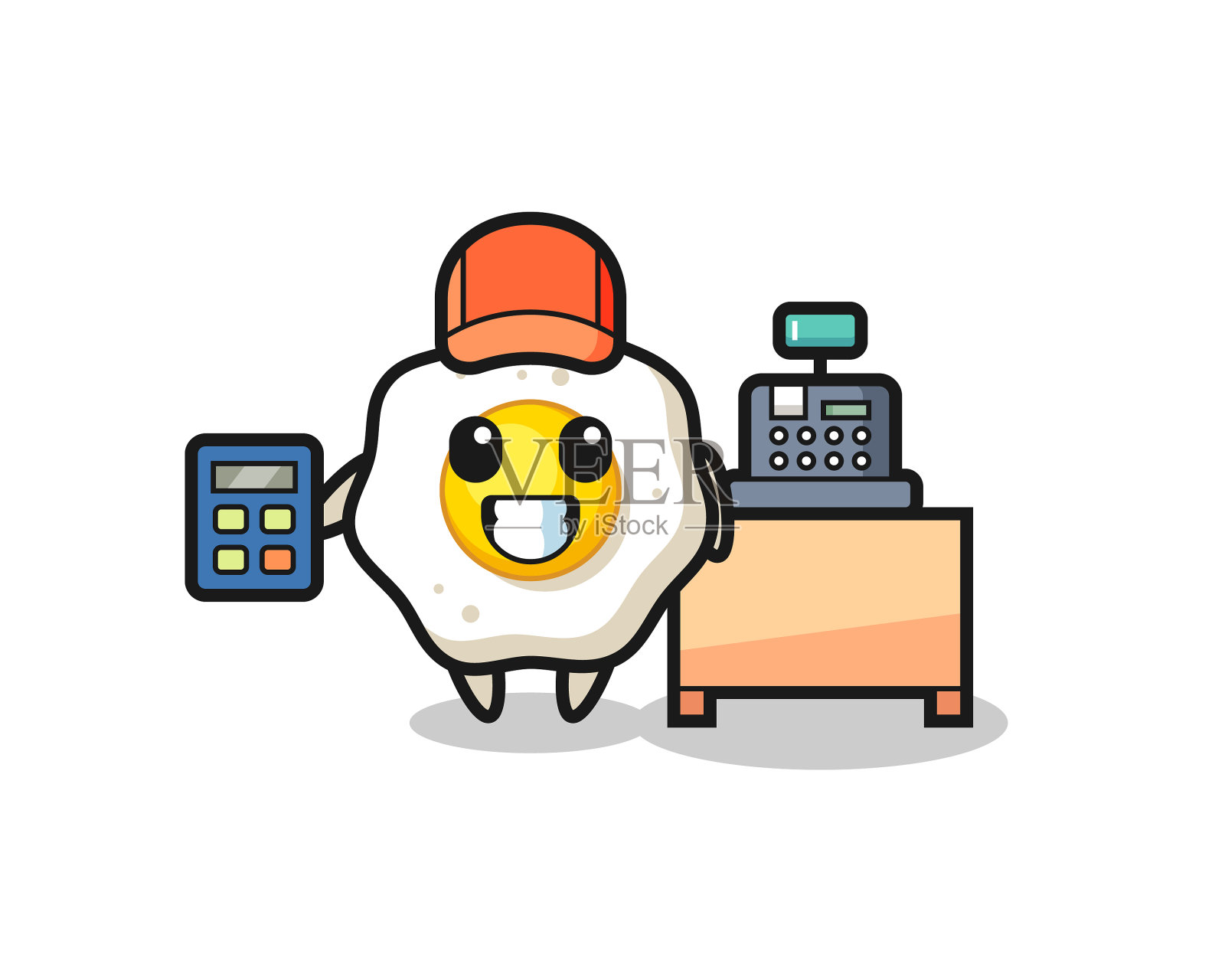 煎蛋的角色是收银员插画图片素材