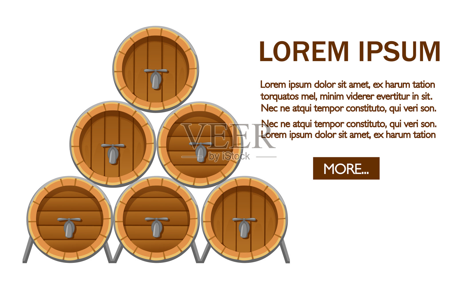 堆叠木制酒精桶饮料容器插画图片素材