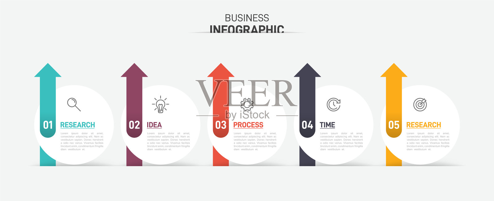 信息图形设计与图标和5个选项或插画图片素材
