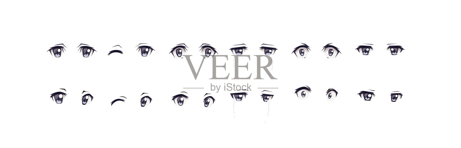 日本动漫男孩的表情眼神犀利图标素材