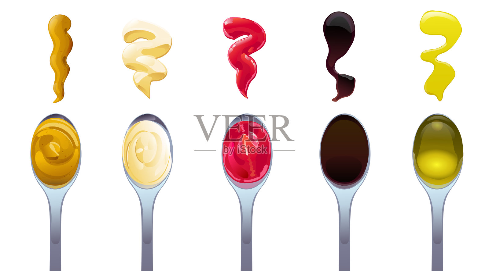 大酱汁在勺子里凝固。插画图片素材