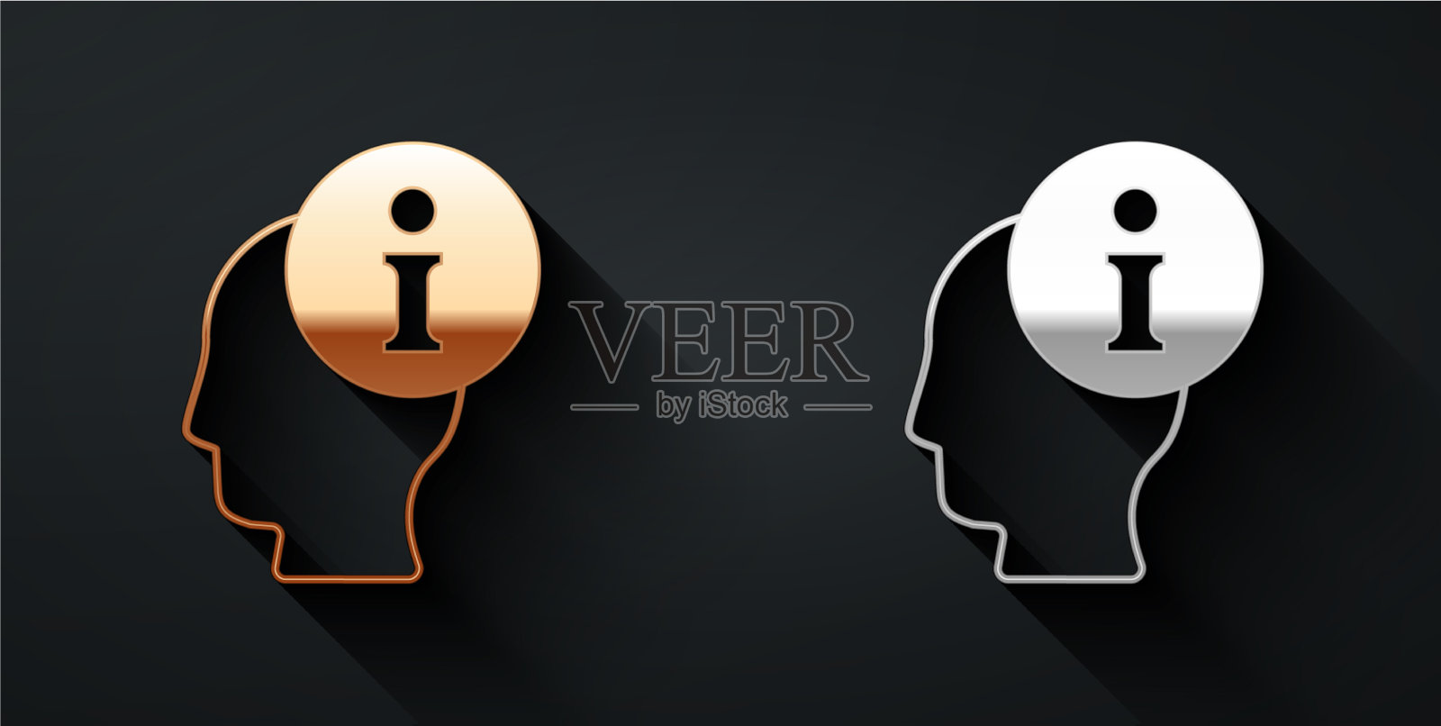 金色和银色的信息图标孤立在黑色上图标素材