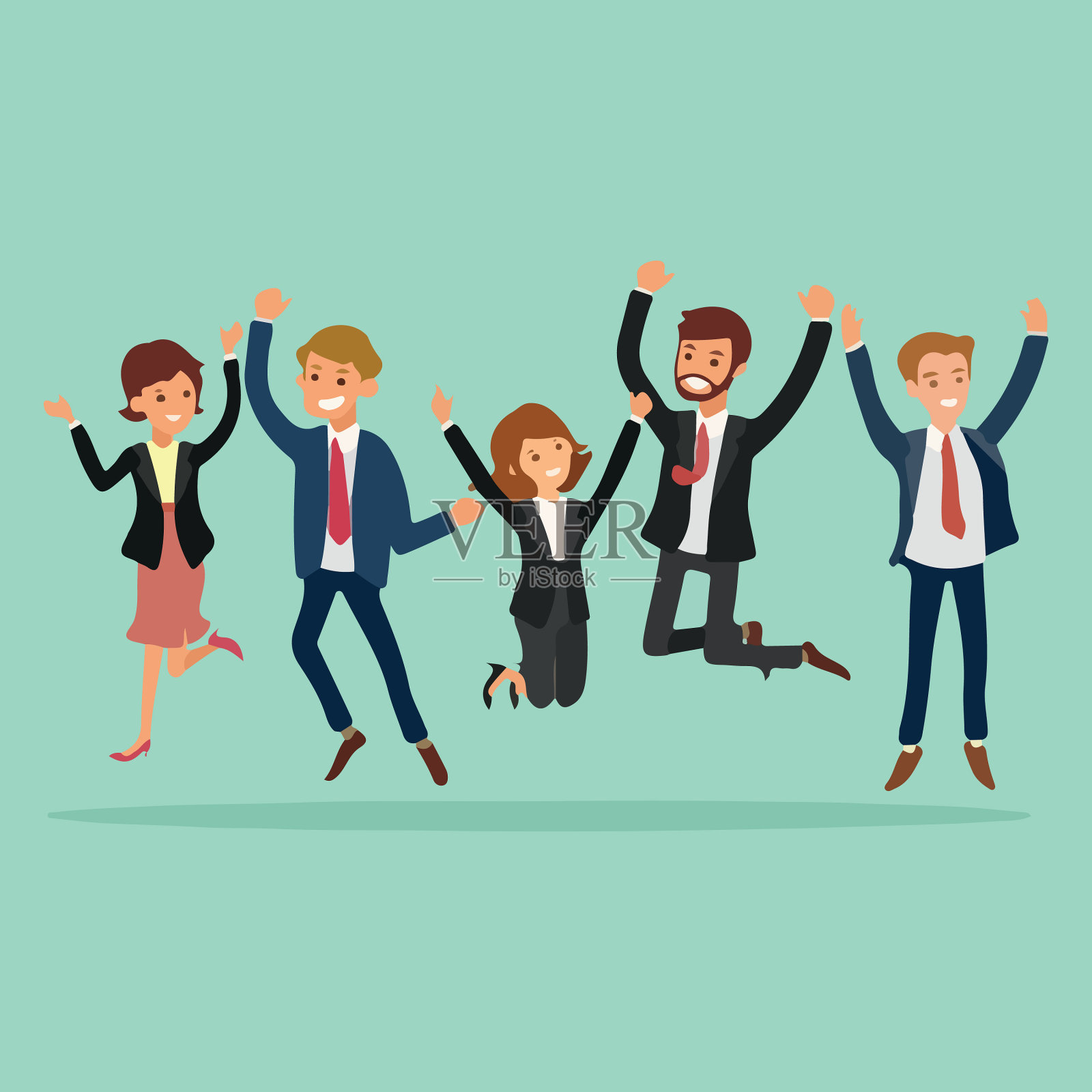 商人们跳着庆祝成功插画图片素材