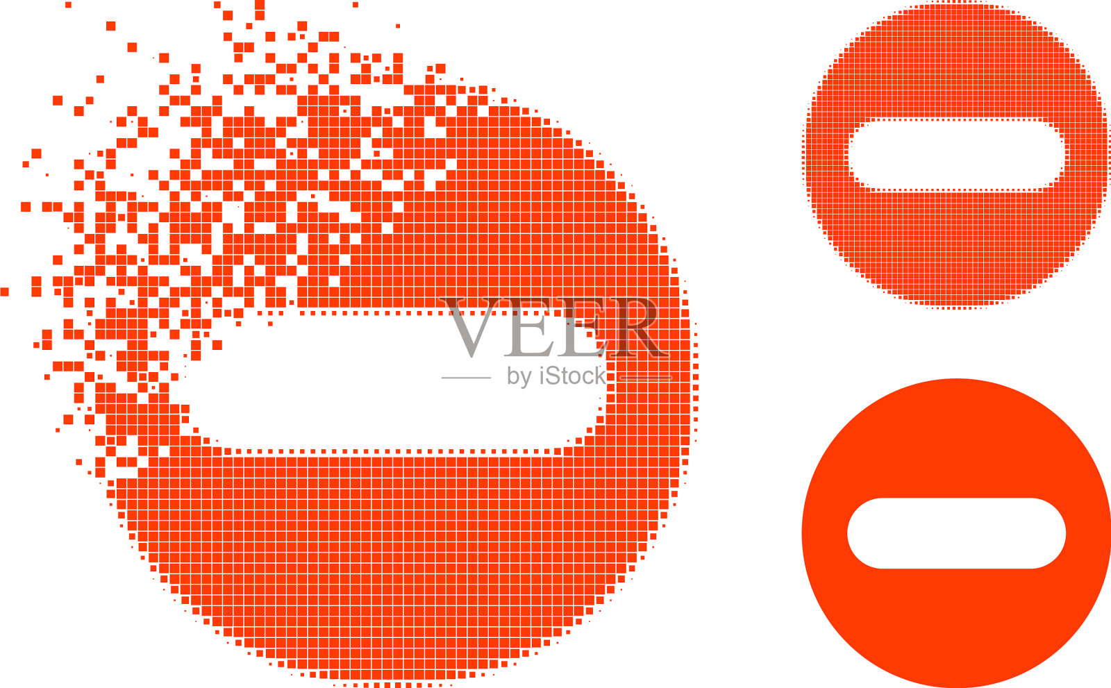 分散点删除图标与半色调版本插画图片素材