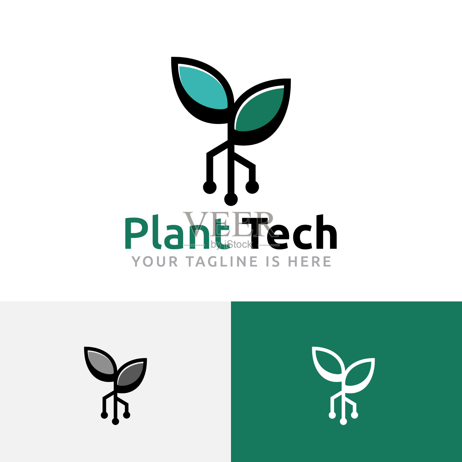 绿色植物科技发芽成长现代标志插画图片素材