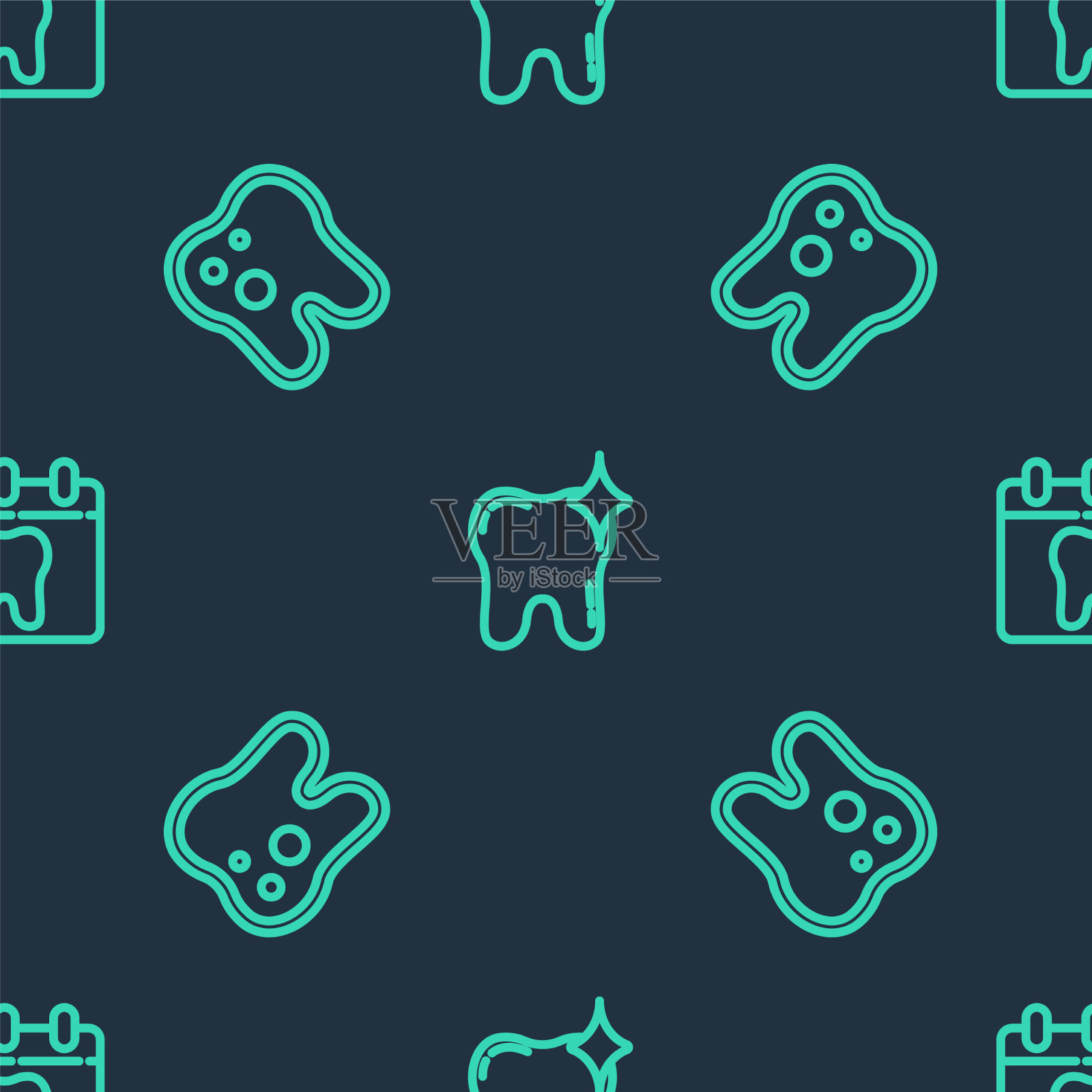 用龋齿和日历设置牙齿美白线图标素材