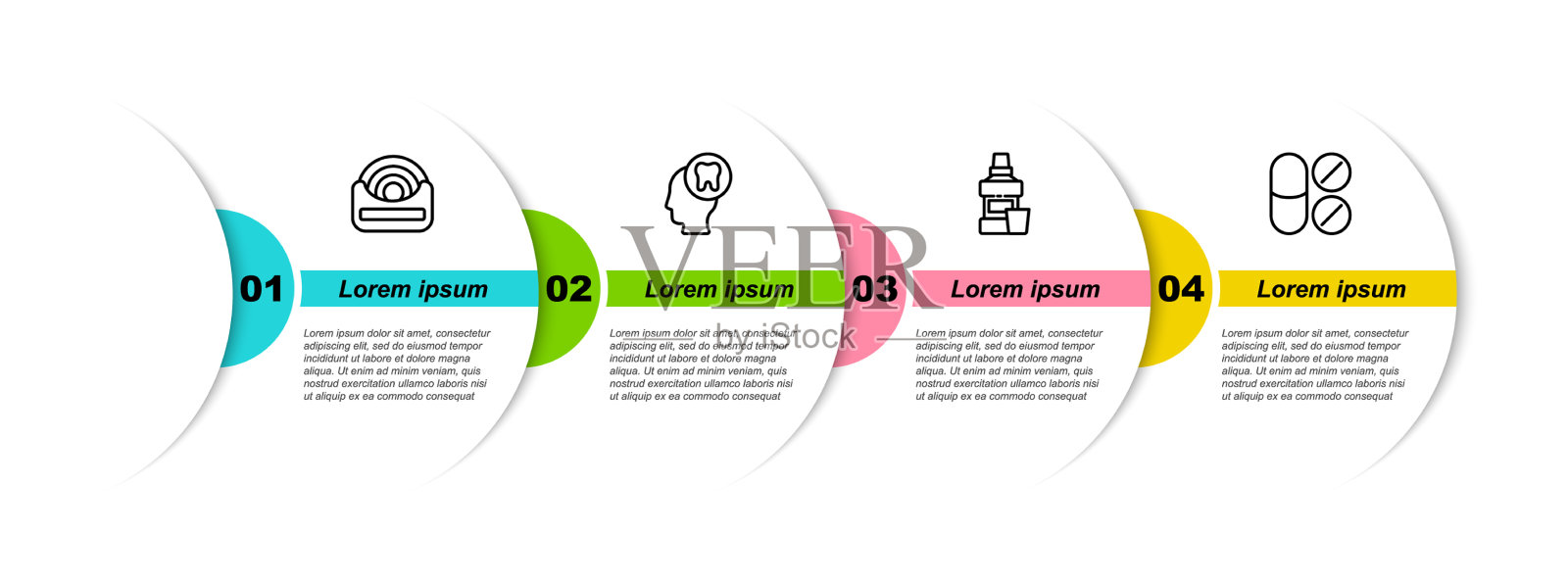 用牙线固定人的头部和牙齿插画图片素材