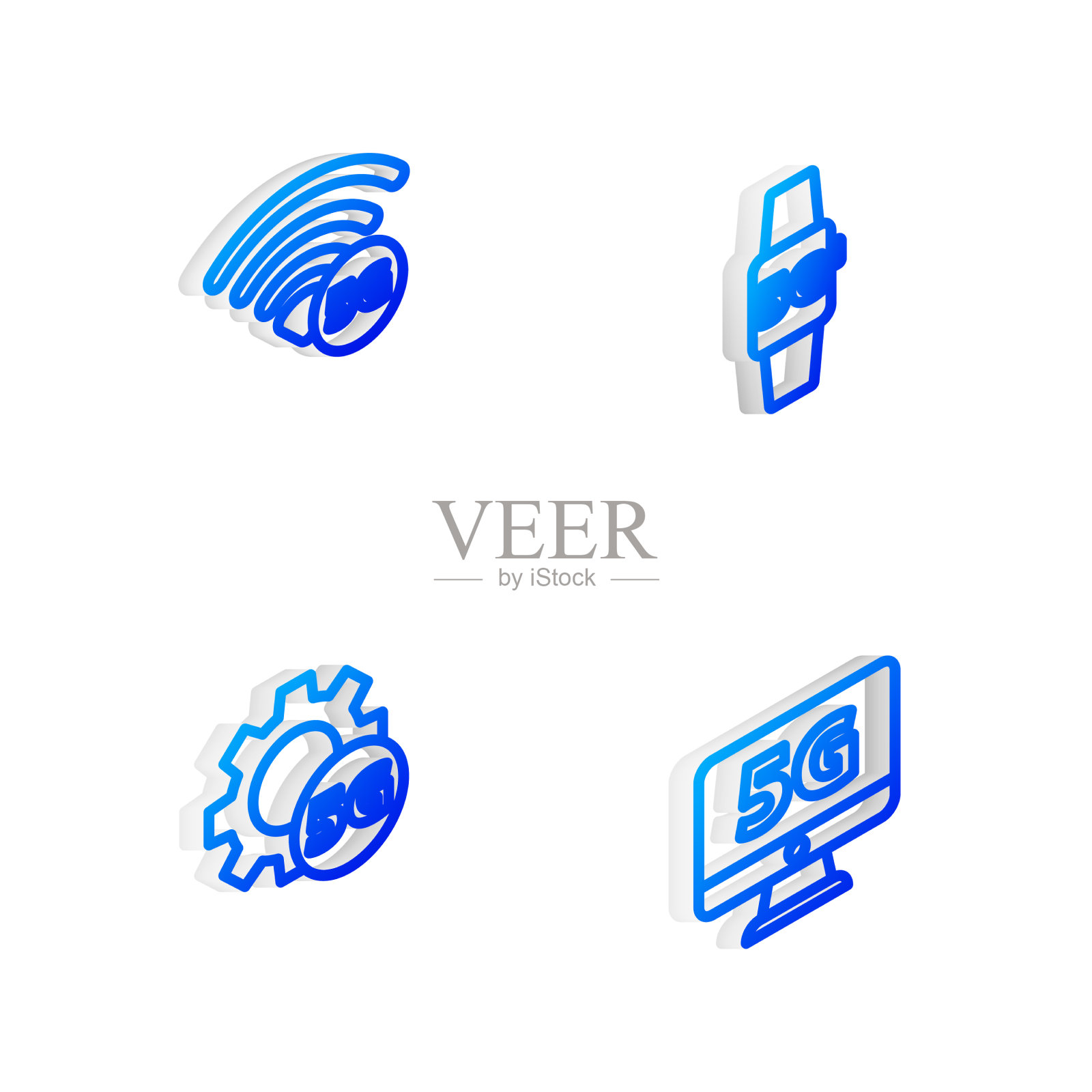 设置等距线智能手表5g网络图标素材