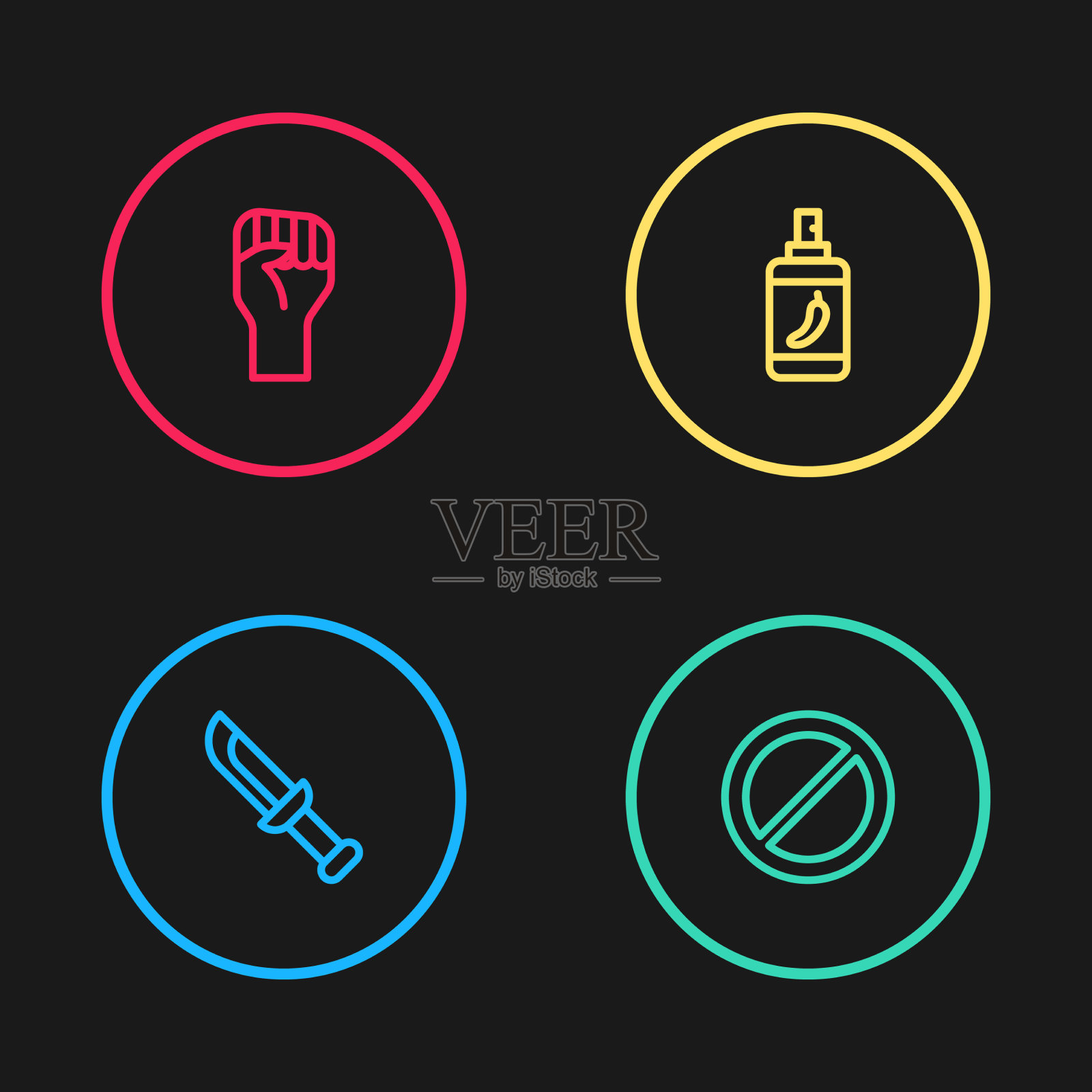 设线军刀禁胡椒喷雾图标素材