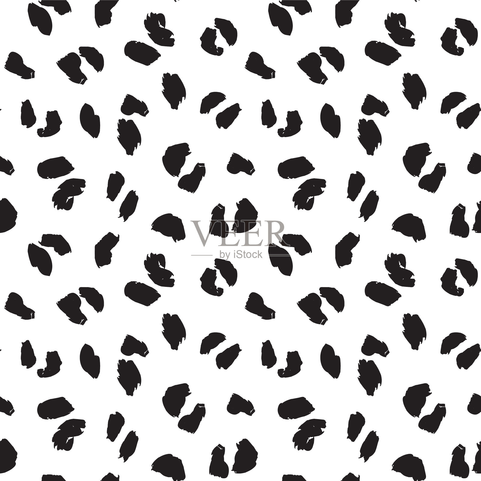 黑白动物豹无缝花纹插画图片素材