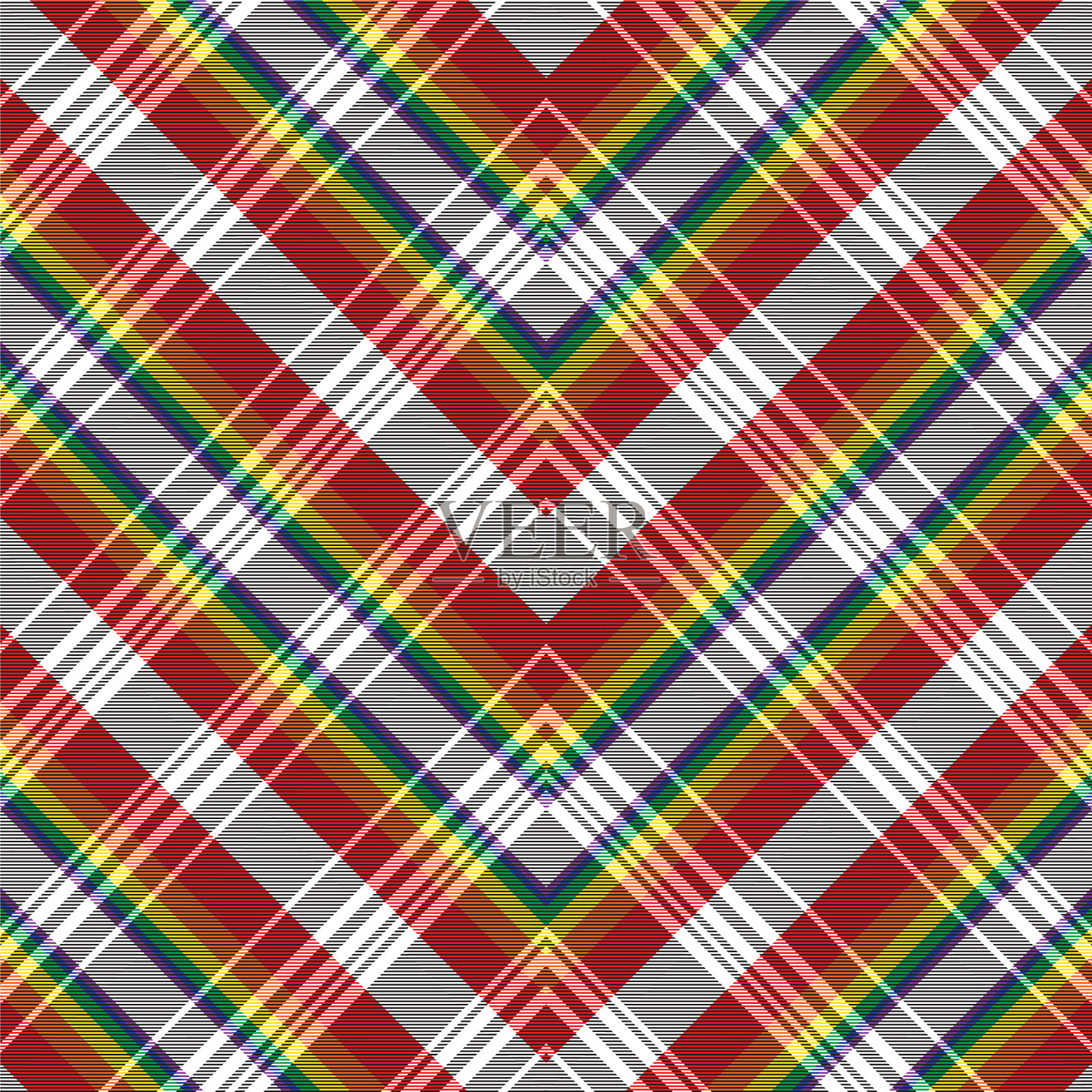 彩虹人字形格子花呢纹理无缝插画图片素材