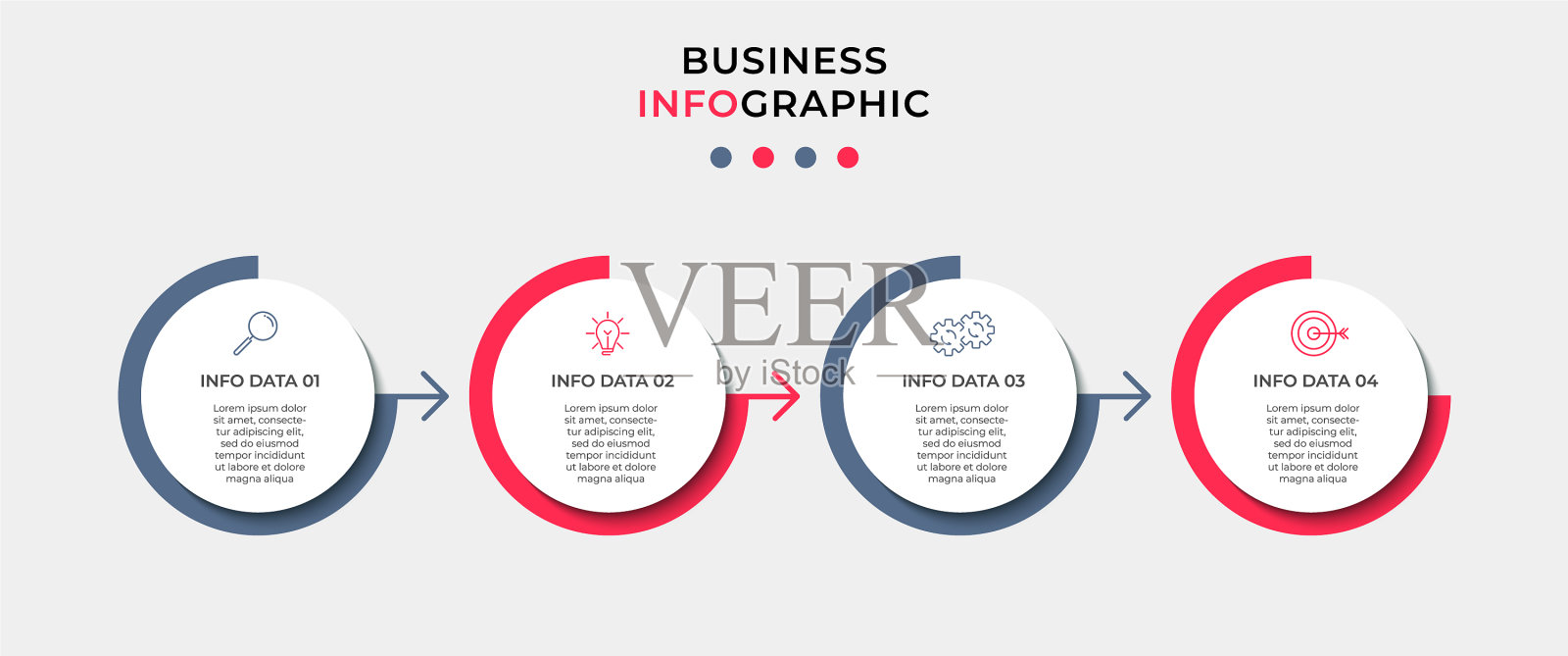包含4个步骤的业务信息图表示插画图片素材