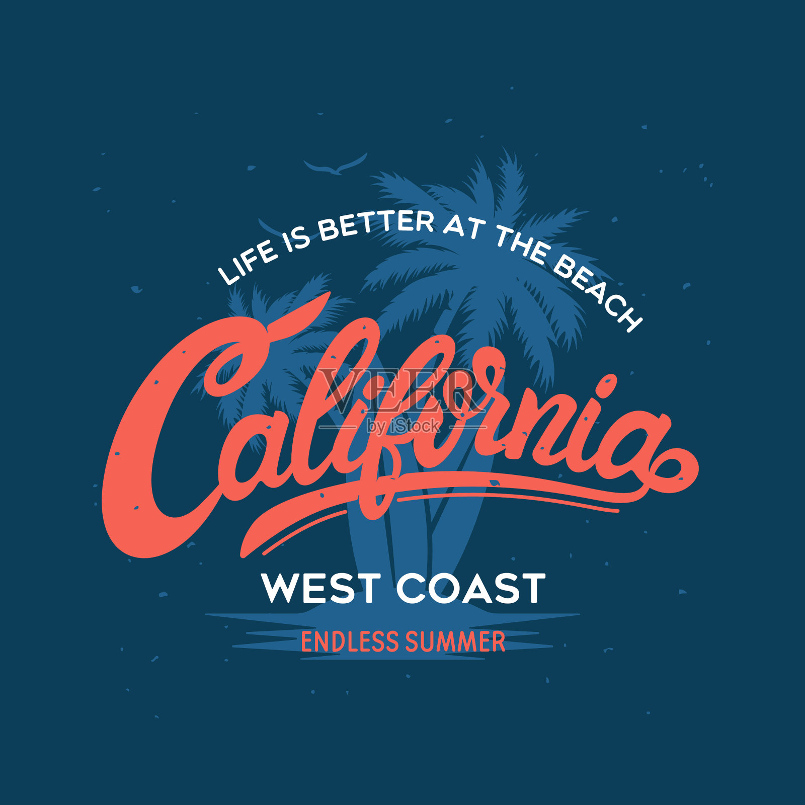 加利福尼亚时尚的图形t恤设计插画图片素材