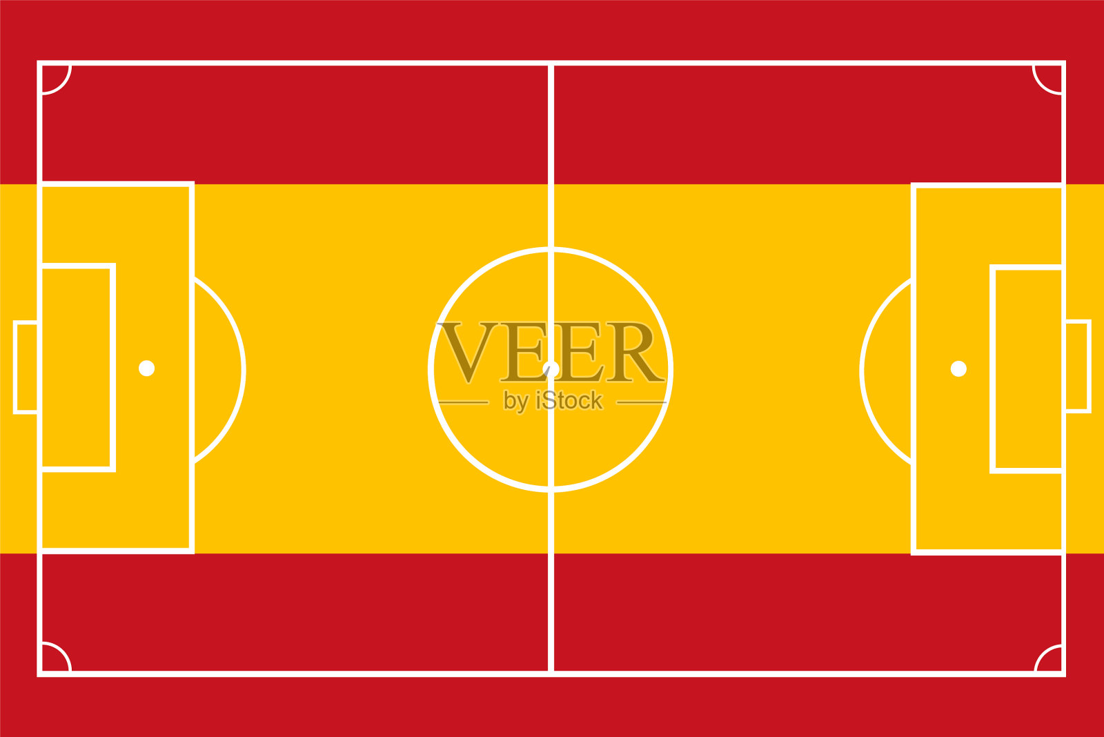 西班牙的国旗飘扬在足球场上插画图片素材