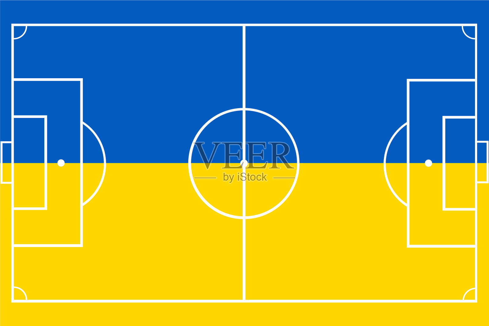 乌克兰国旗飘扬在足球场上插画图片素材