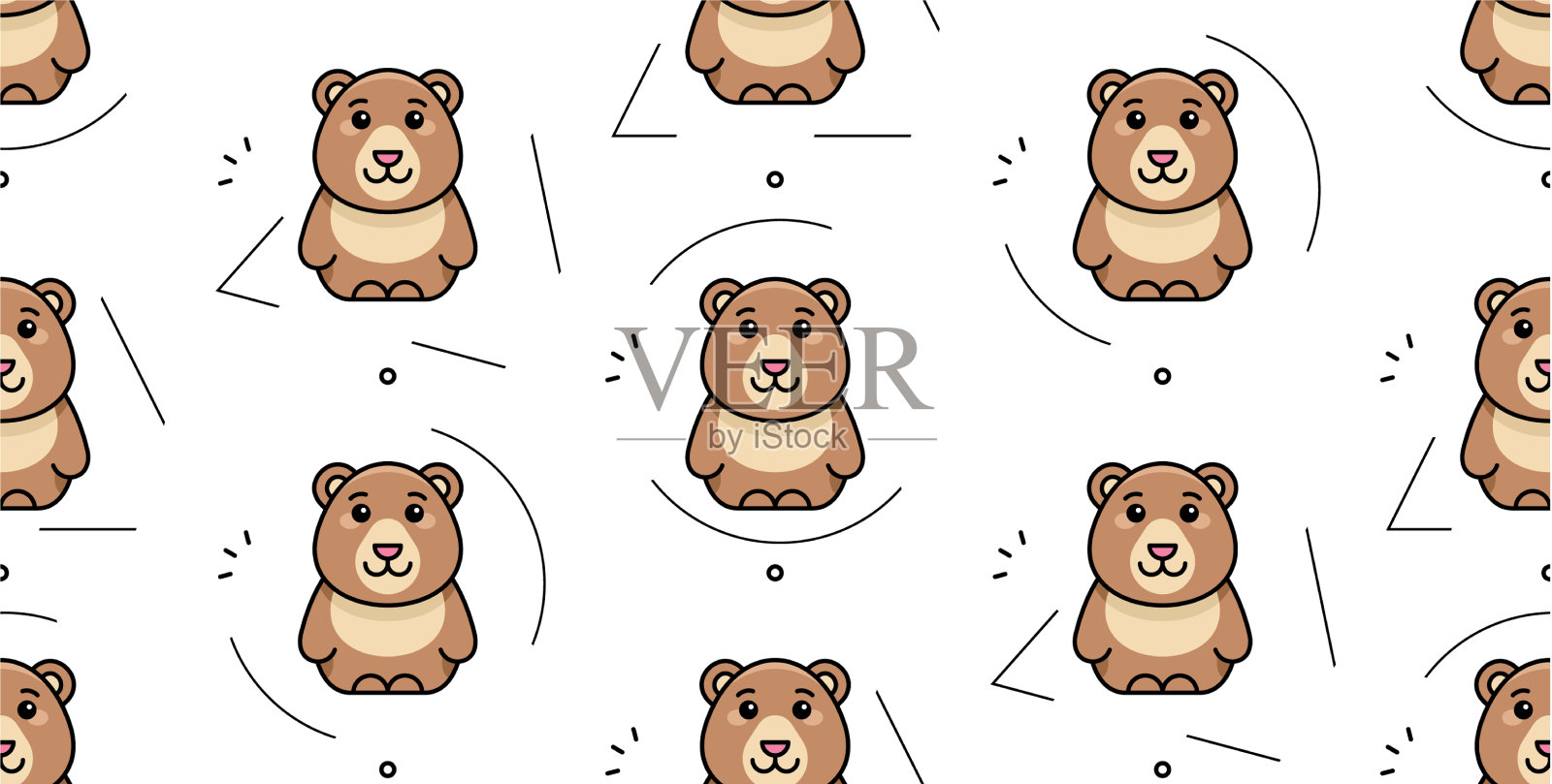 小熊无缝花纹插画图片素材