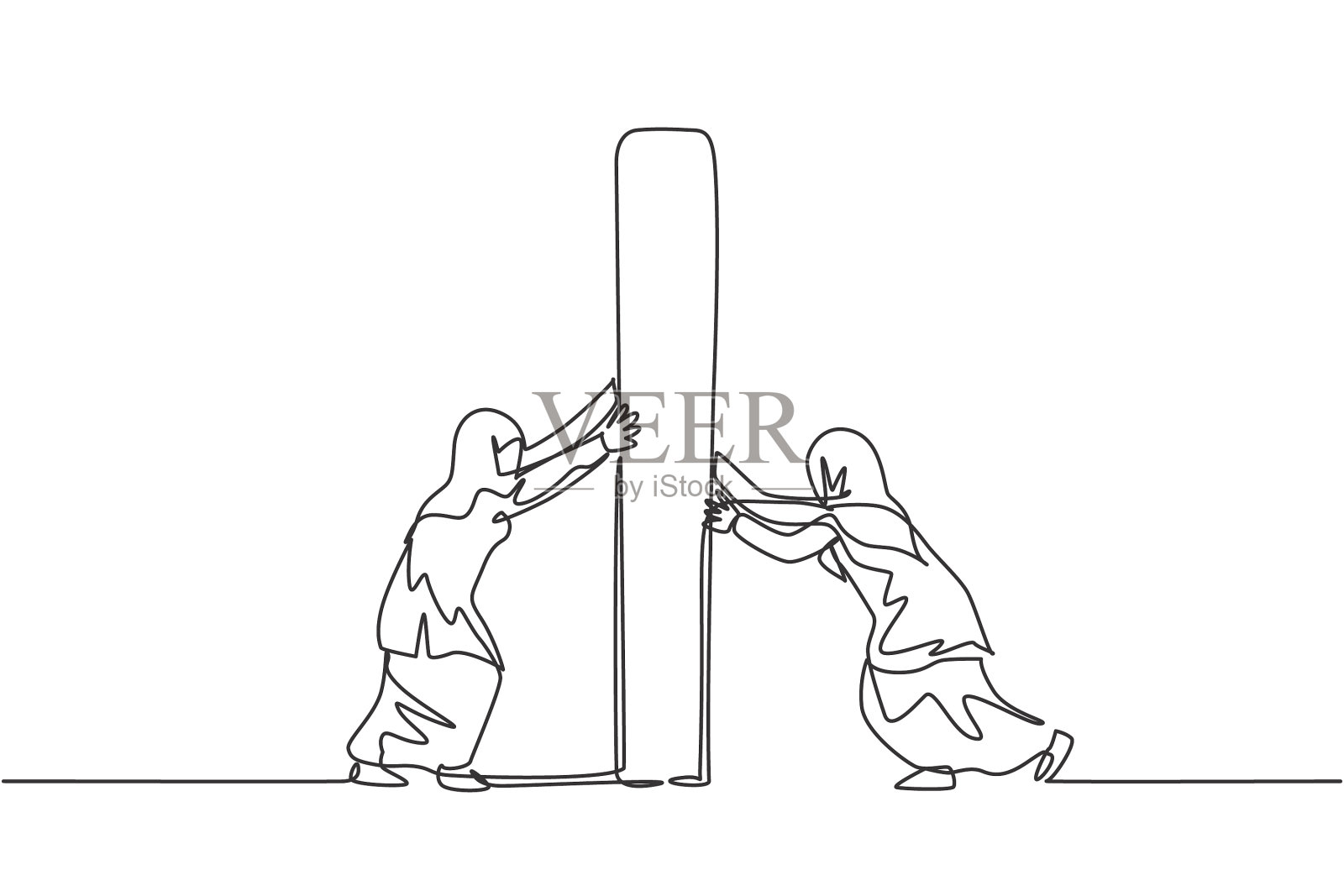 单线画两个年轻的阿拉伯人设计元素图片