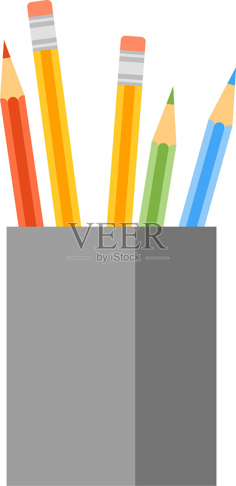 铅笔在盒持有人孤立在白色设计元素图片