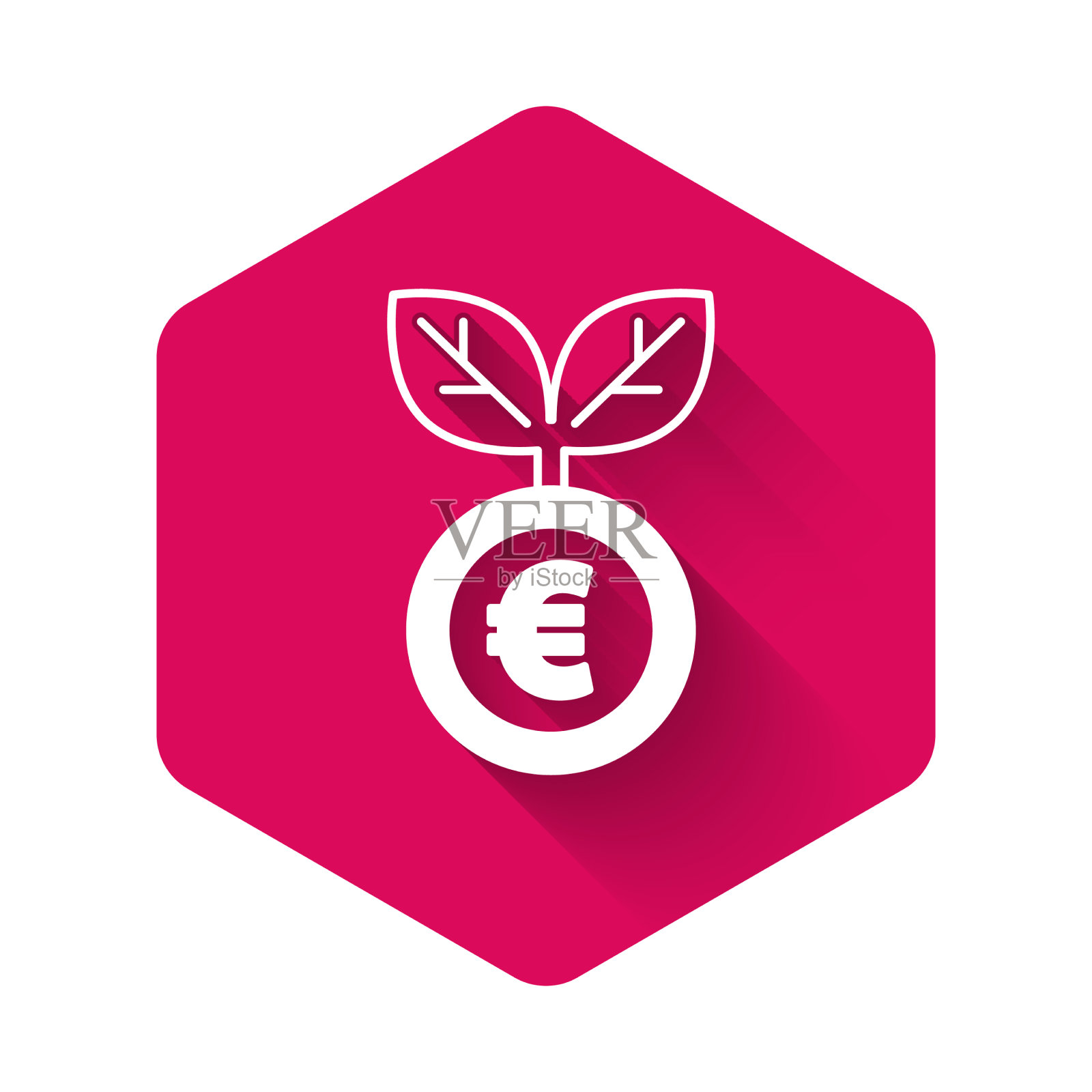 白色的欧洲植物图标与长影子隔离插画图片素材