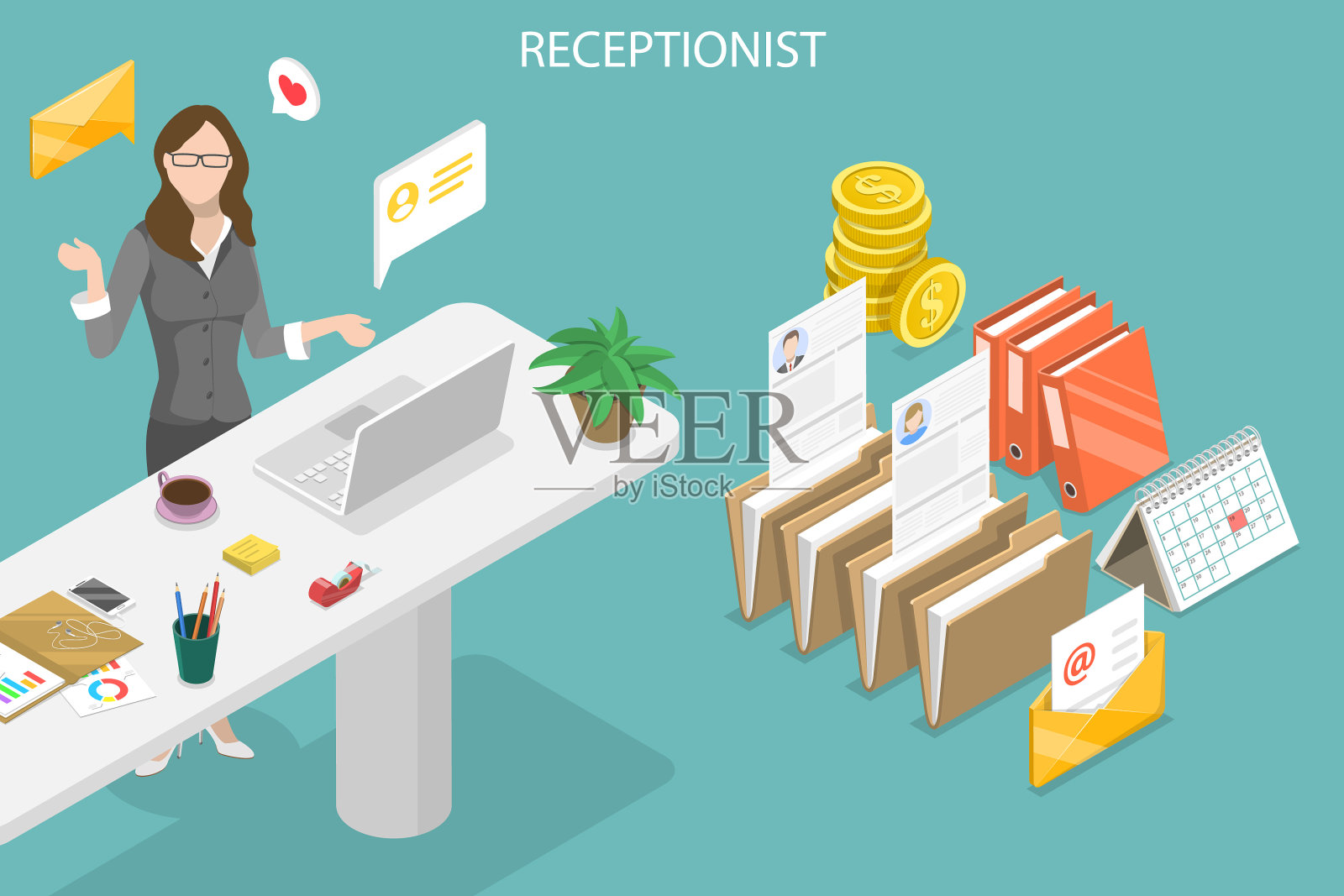 三维等距平面概念插画图片素材