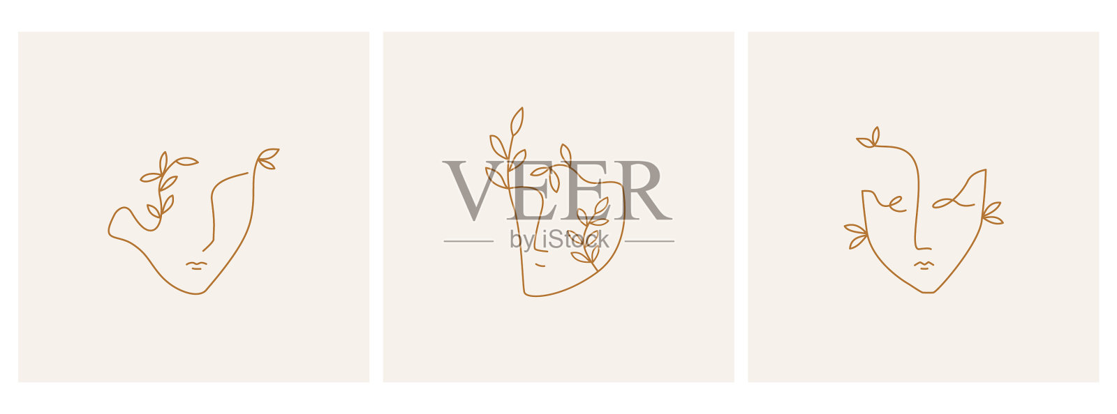 画抽象面孔或肖像的一条线插画图片素材