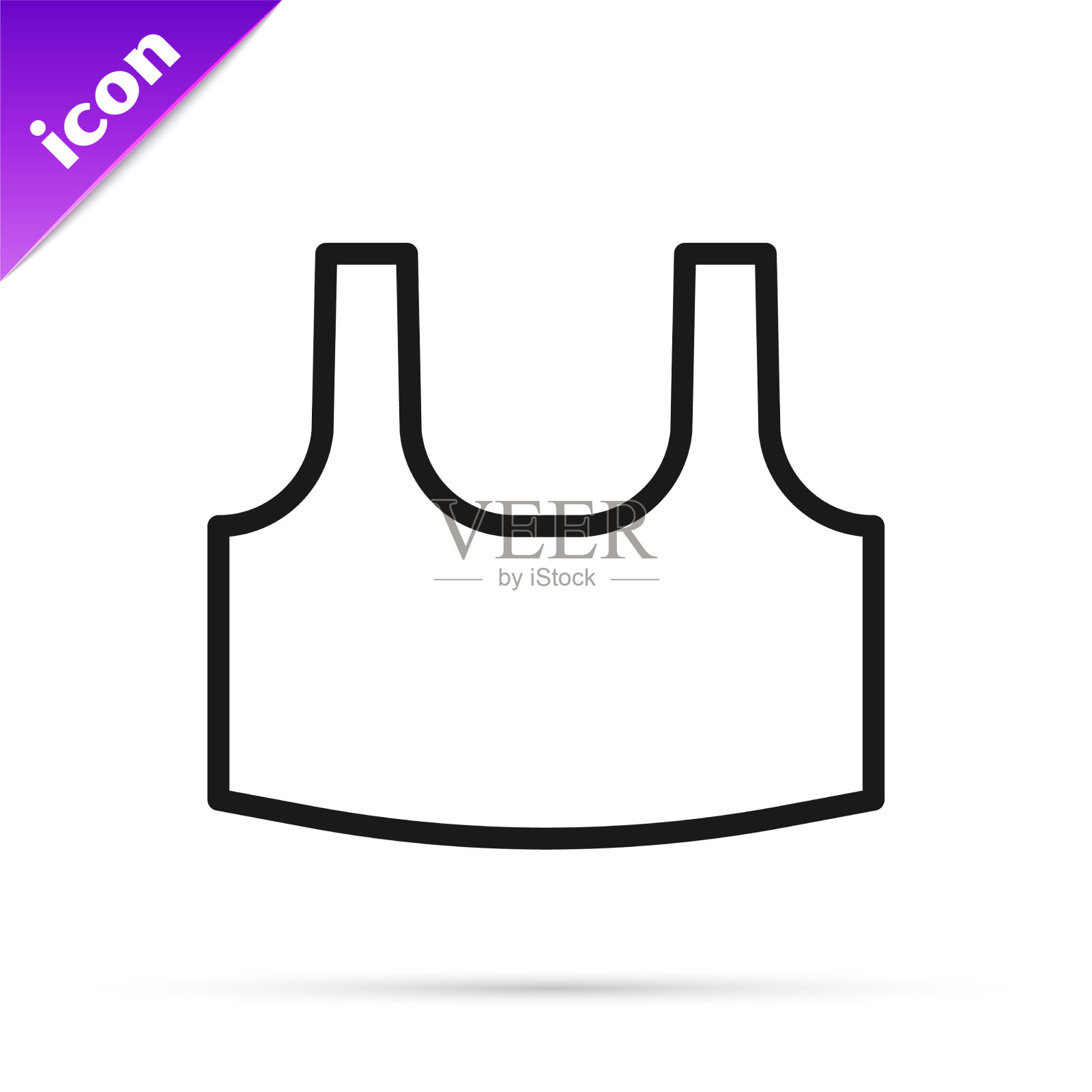 黑线汗衫图标孤立在白色上插画图片素材