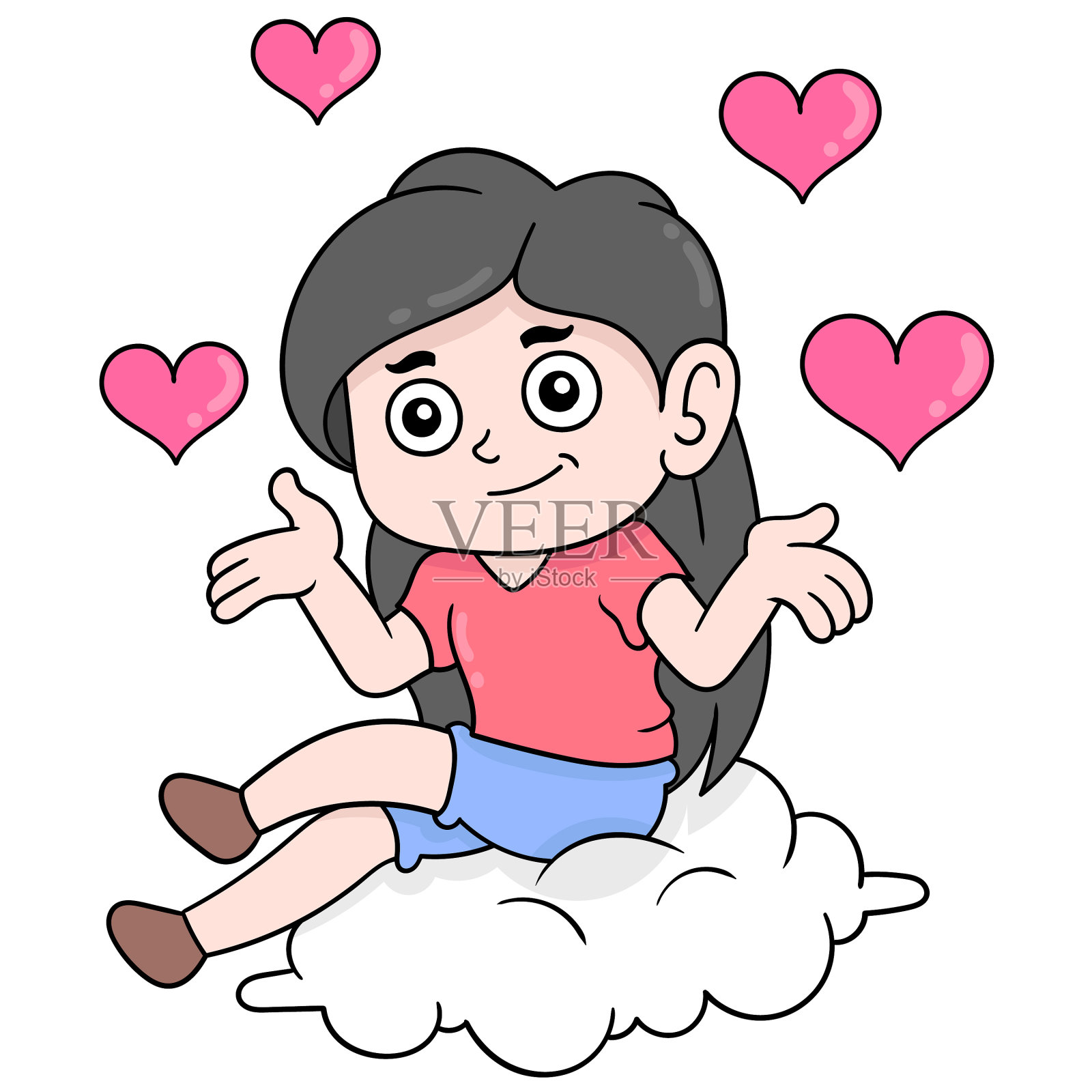 情人节长头发美女插画图片素材