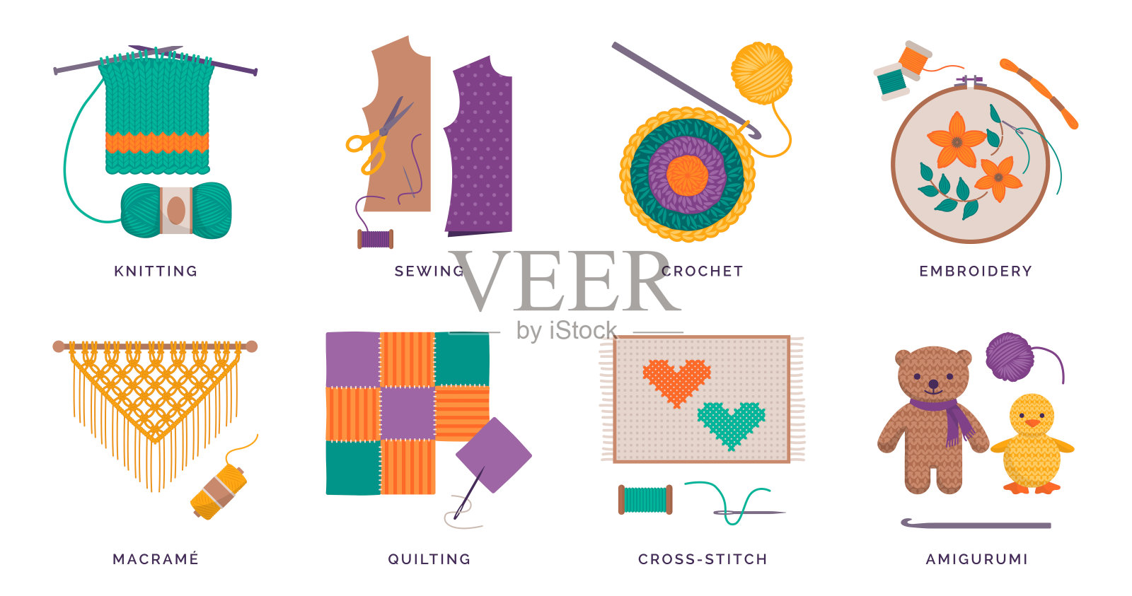 有创意的缝纫和针线活爱好插画图片素材