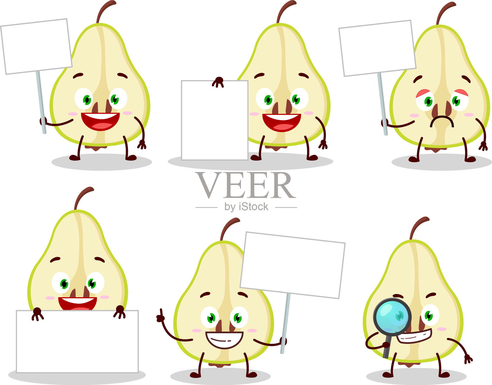 斜线绿梨卡通带信息板插画图片素材