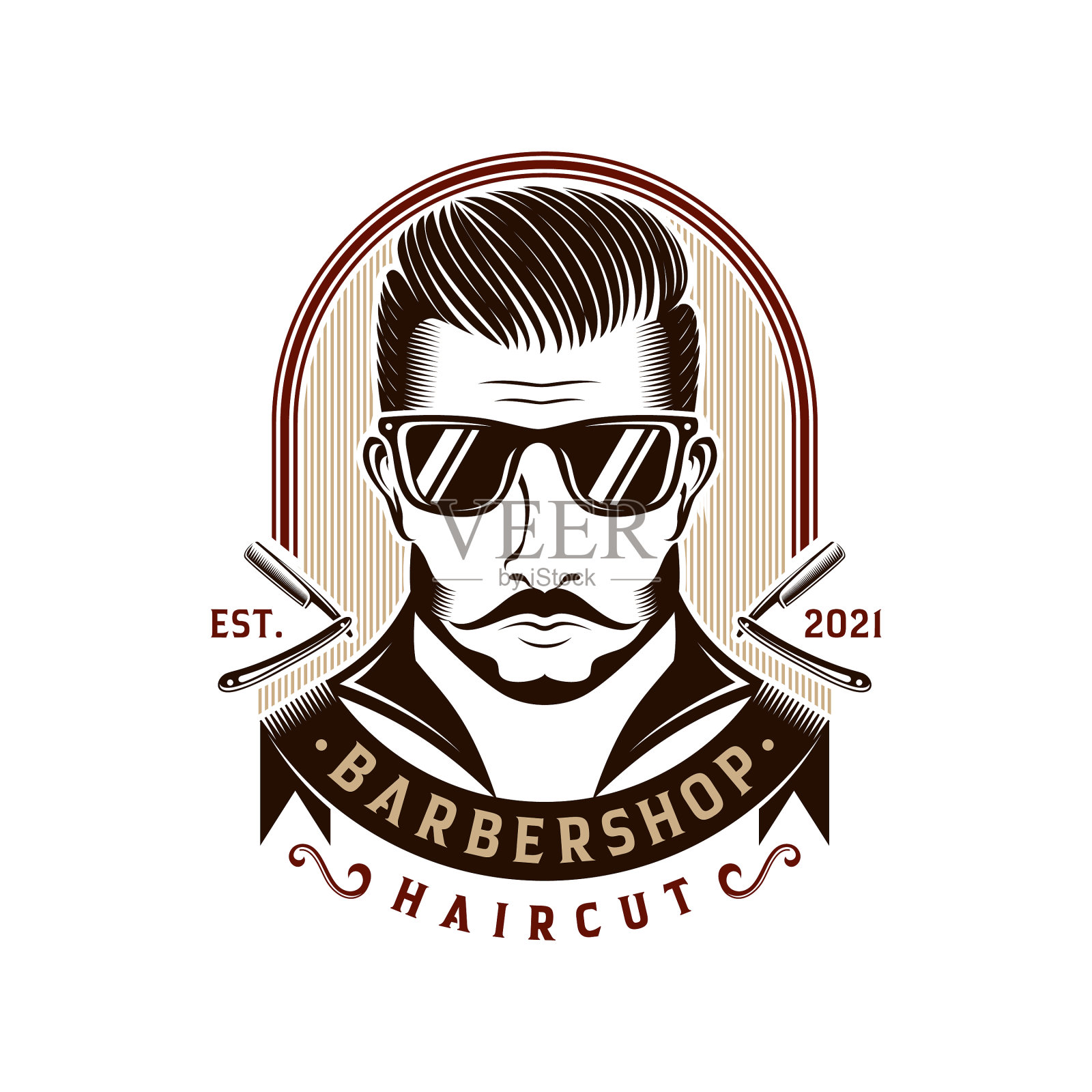 理发店复古logo设计插画图片素材