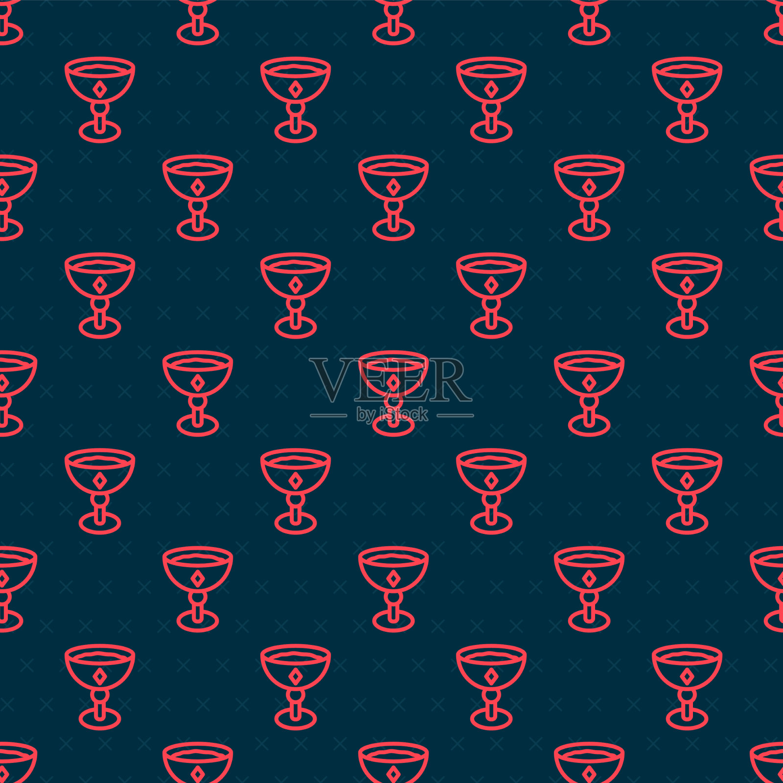 红线中世纪酒杯图标隔离无缝插画图片素材