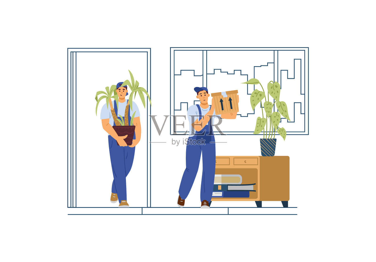 工人送货公司服务搬运东西设计元素图片