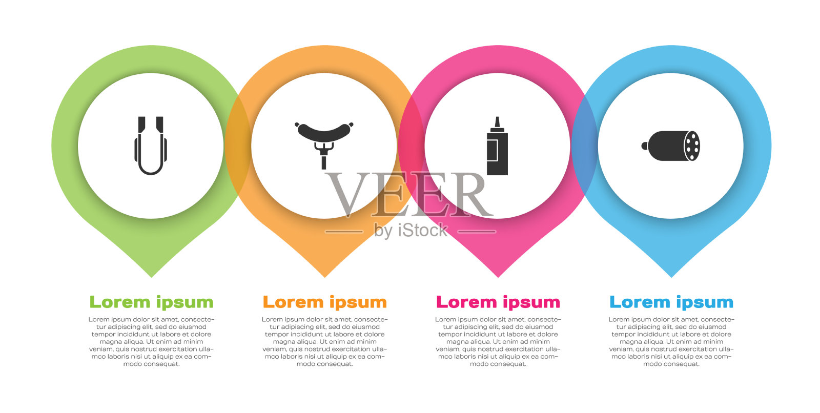 设置肉钳香肠叉酱瓶和图标素材