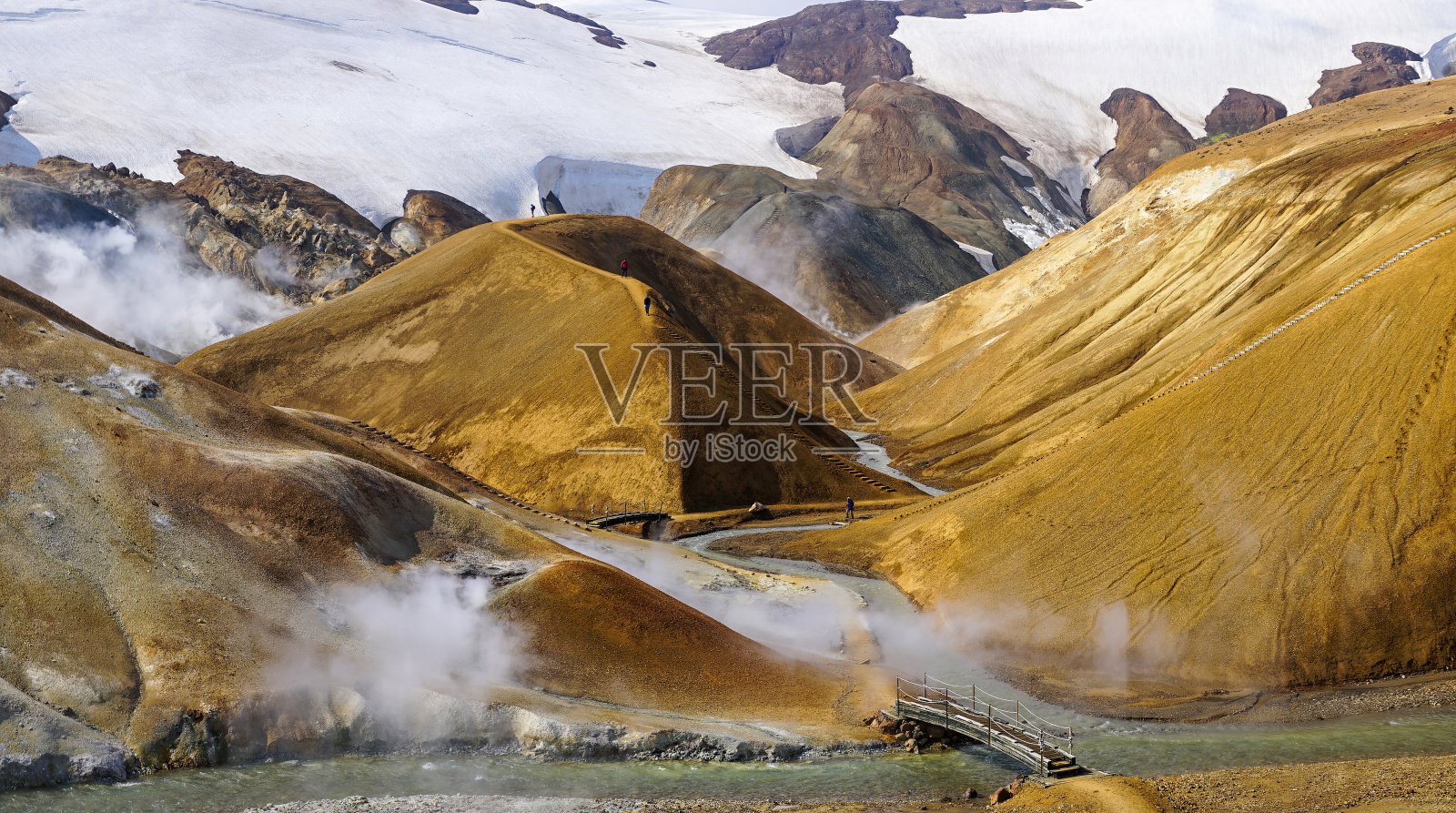 冰岛Kerlingarfjoll山脉的Hveradalir地热区。照片摄影图片