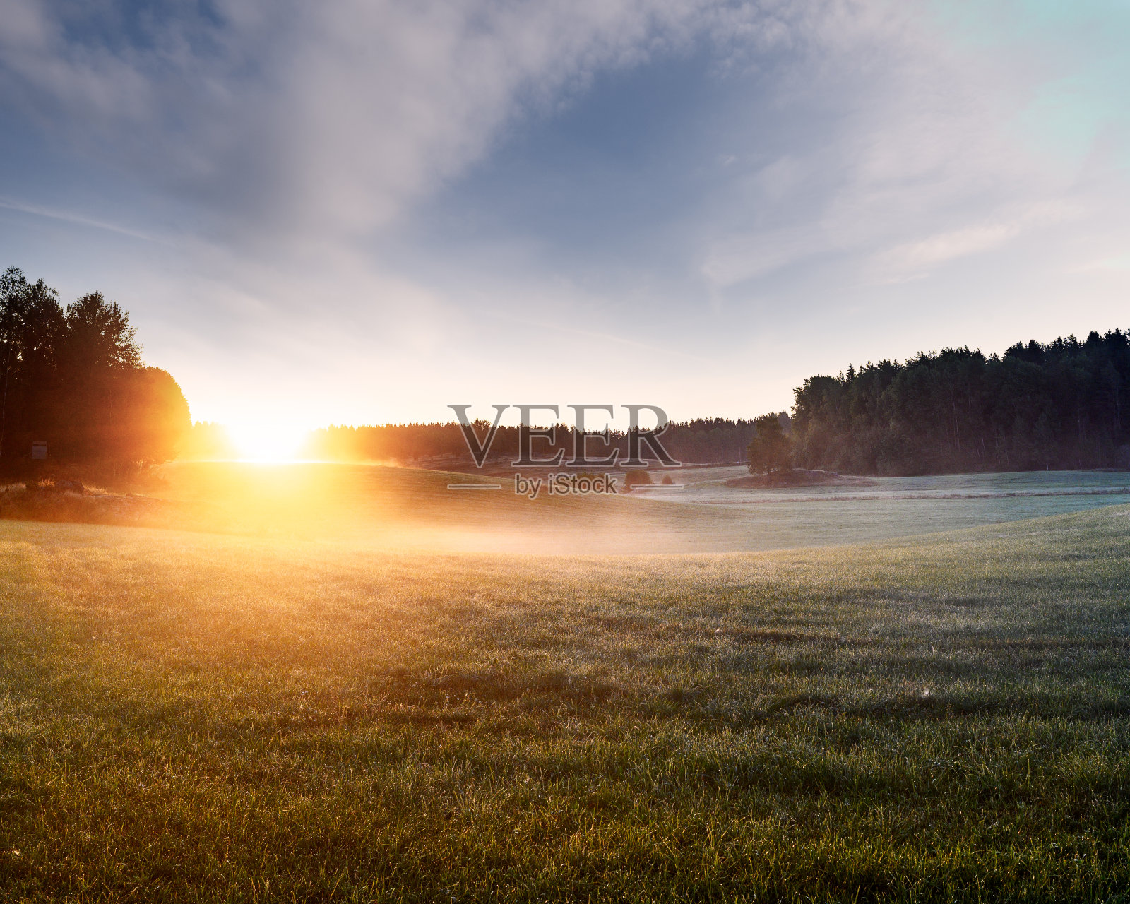日出的清晨田野照片摄影图片