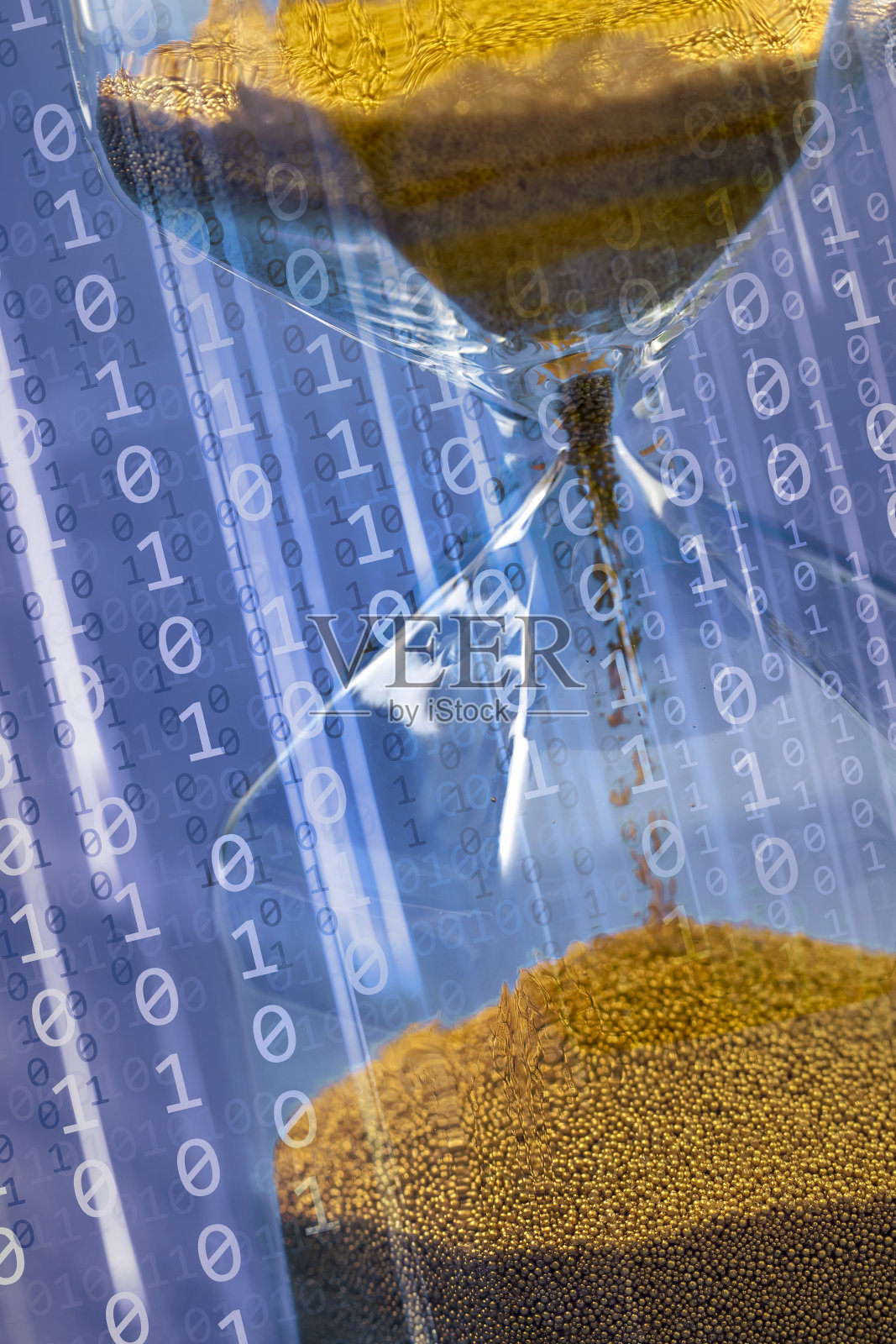 沙漏与二进制代码背景照片摄影图片