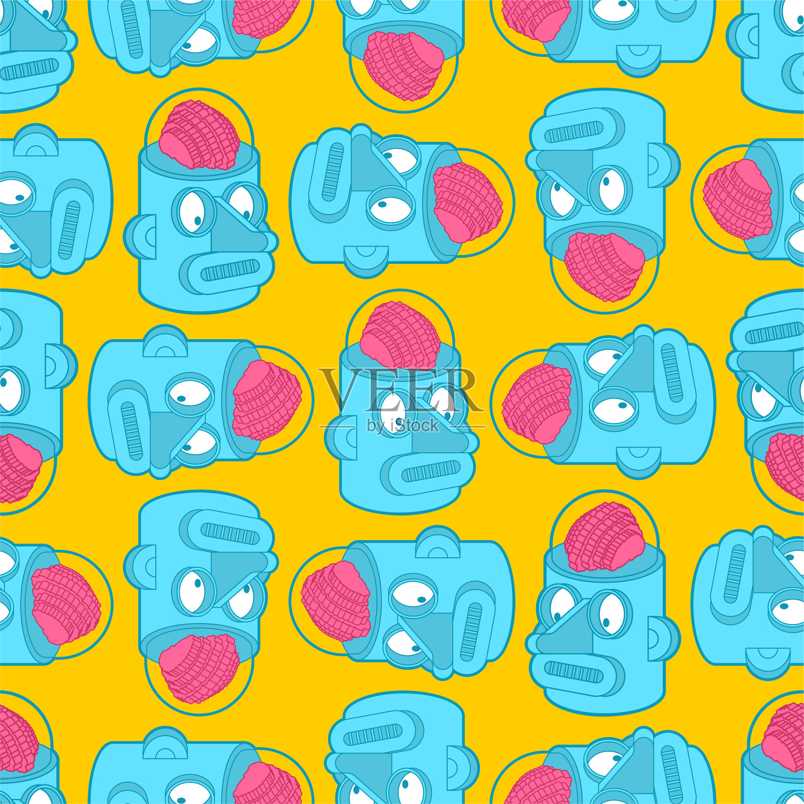 人工智能模式无缝机器人插画图片素材