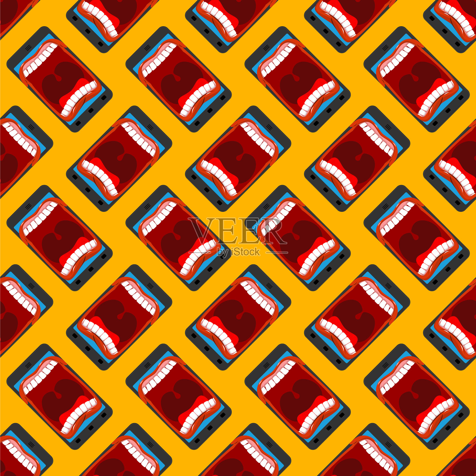 手机是尖叫模式无缝智能手机插画图片素材